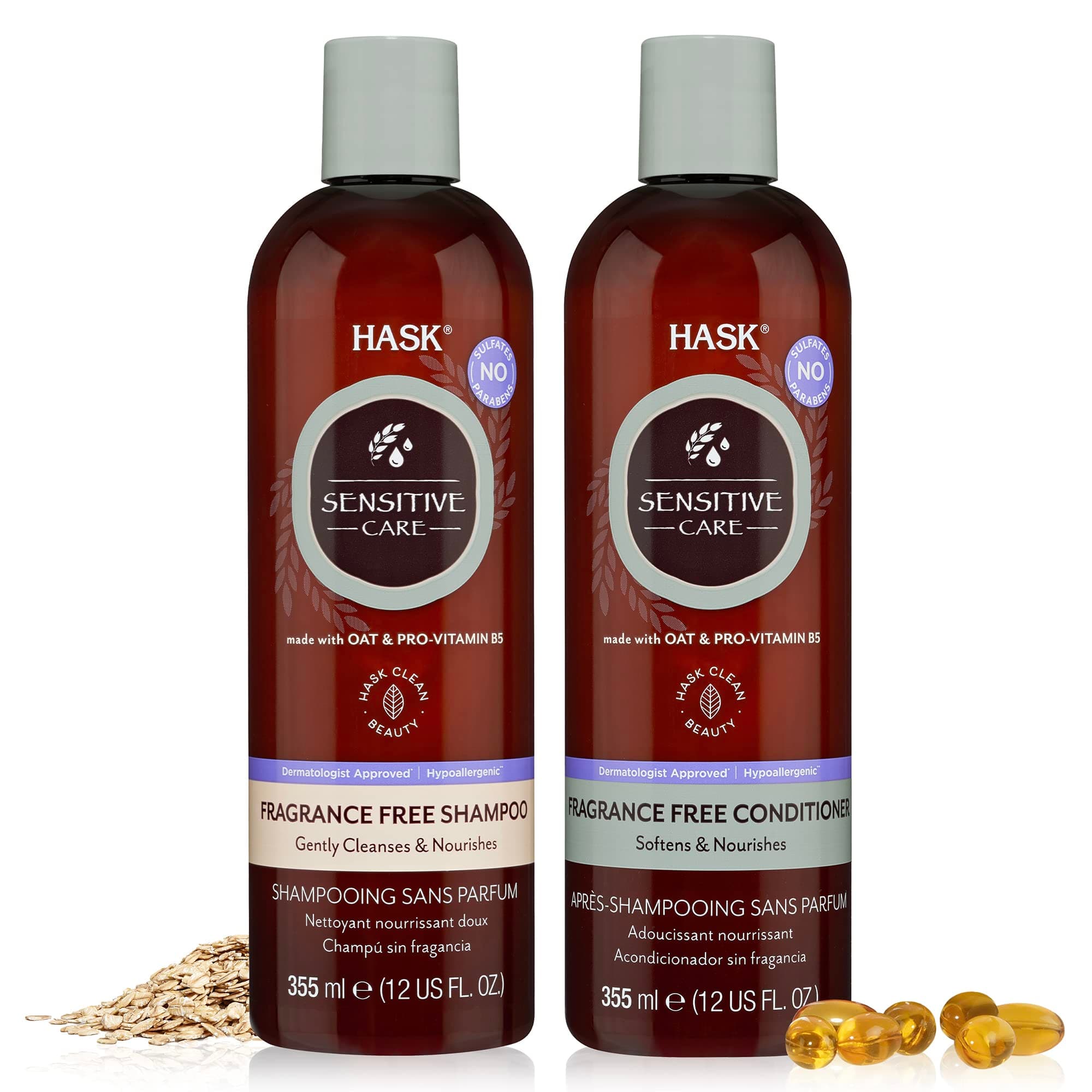 Sensitive Care Shampoo + Conditioner Set | Fragrance-Free, Paraben-Free, Sulfate-Free, Gluten-Free, Vegan, Cruelty-Free, Color Safe | 12oz each