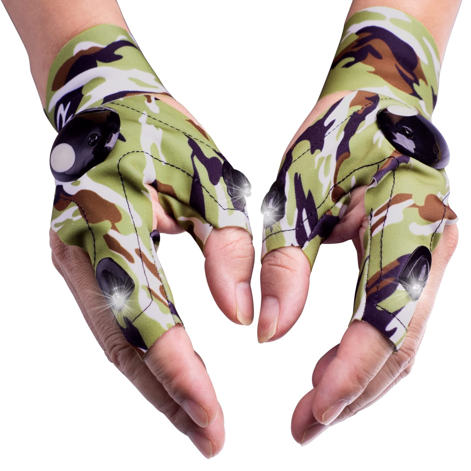 Mylivell LED Flashlight Glove Outdoor Fishing Gloves with Stretchy Strap Screwdriver for Repairing Cars Night Running Fishing Camping Hiking in Dark Place