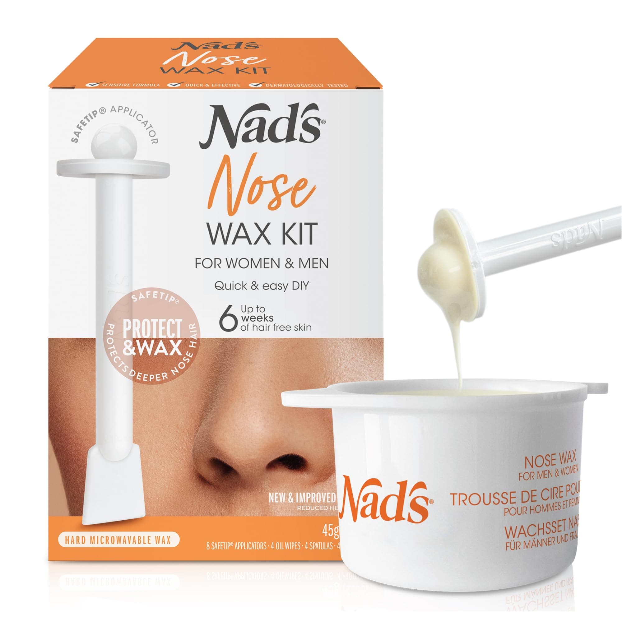 Nose Waxing Kit for Men and Women, Nose Hair Removal, Hypoallergenic, 45g