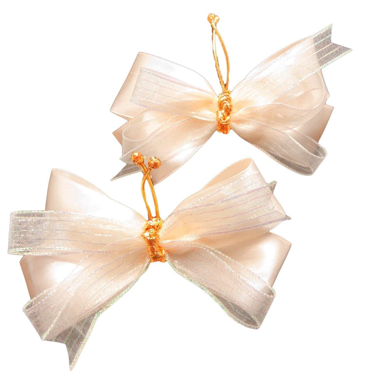 Wings Collection - Set of 2 Butterfly Fancy Hair Clips for Kid Girls and Baby Girls - Perfect for Parties, Weddings and Special Occasions - Beige / Gold