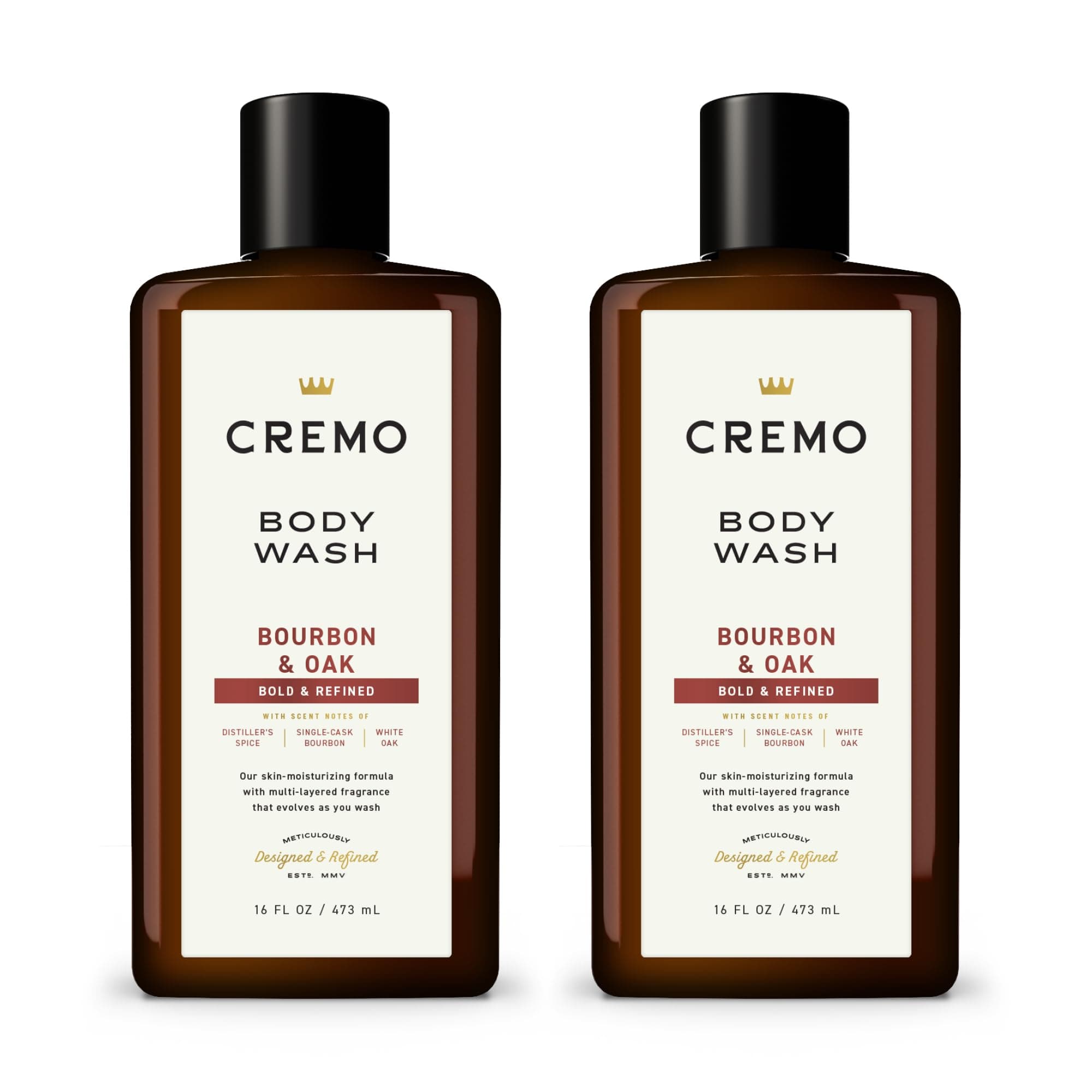 Cremo All Season Body Wash, Bourbon & Oak, 16 oz. 2-pack