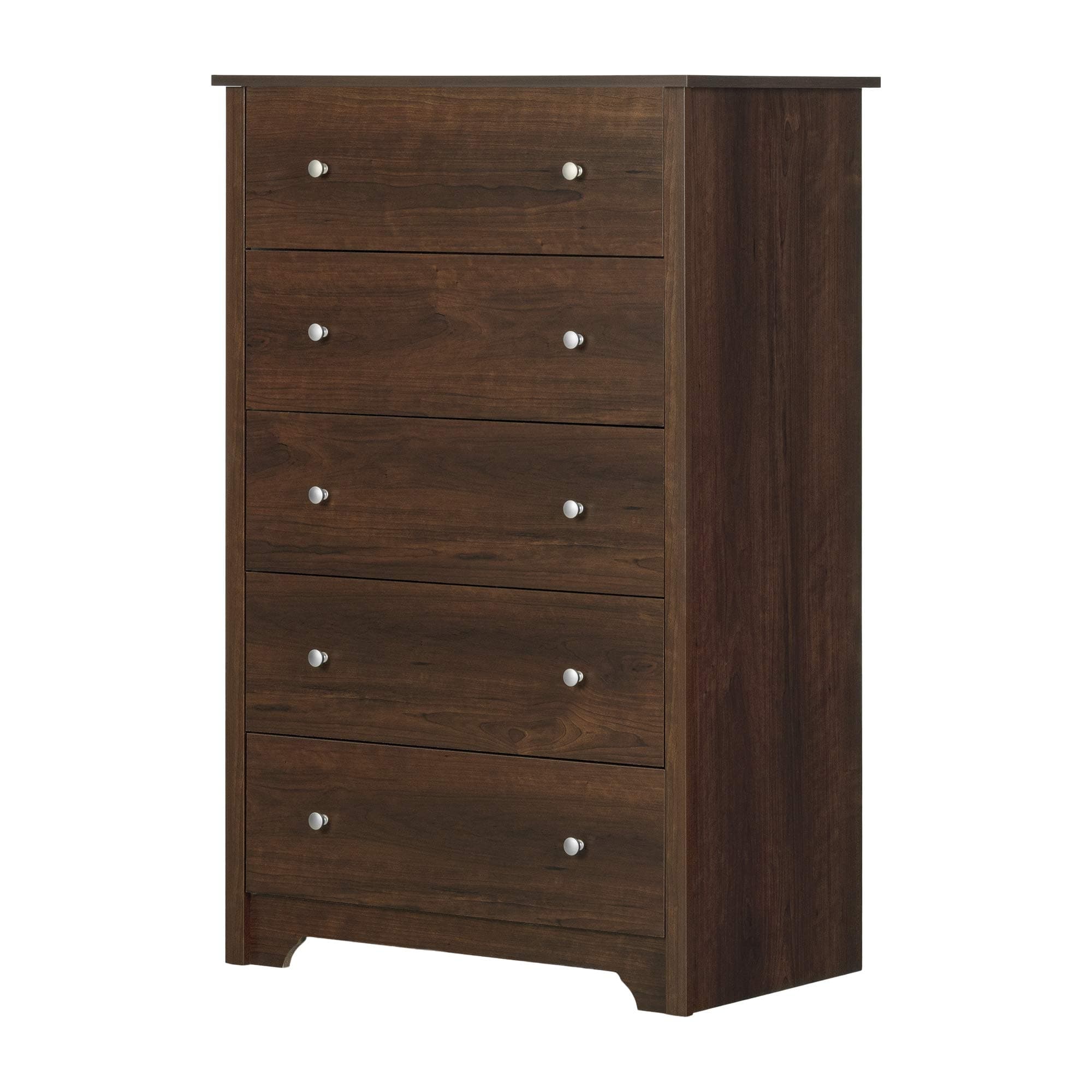 South Shore Vito Collection 5-Drawer Dresser, Sumptuous Cherry with Matte Nickel Handles