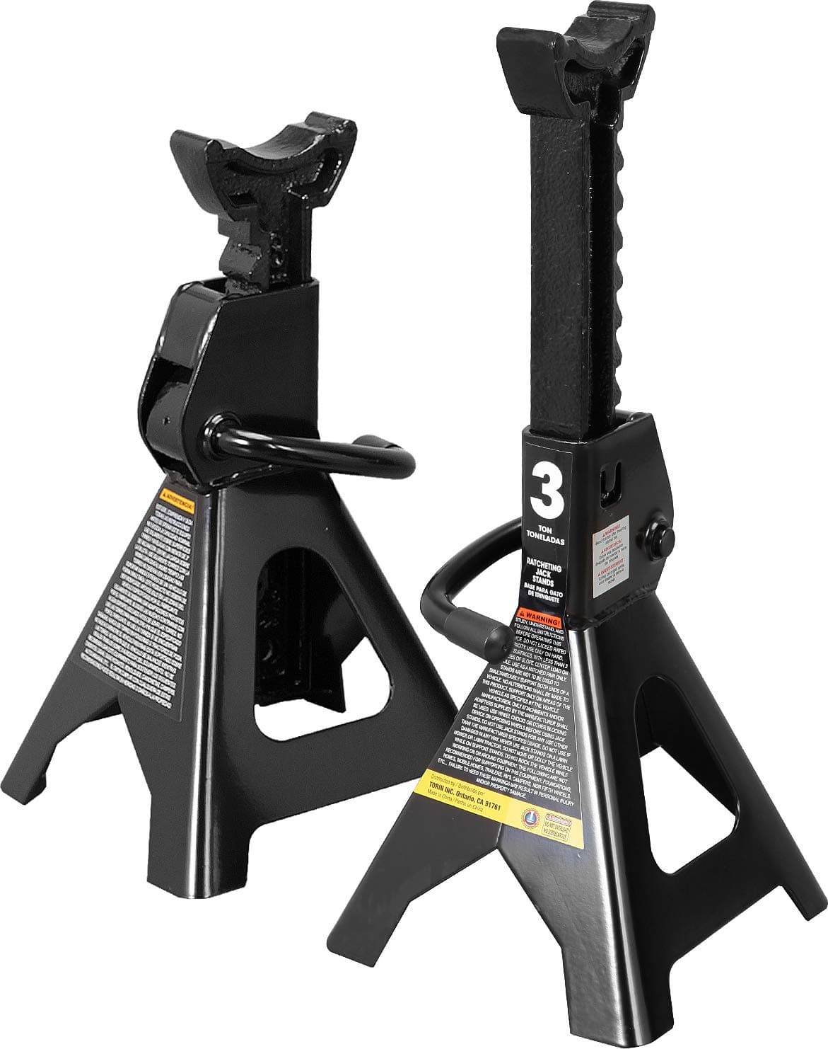 AT43202B Steel Jack Stands: 3 Ton (6,000 lb) Capacity, Black, 1 Pair