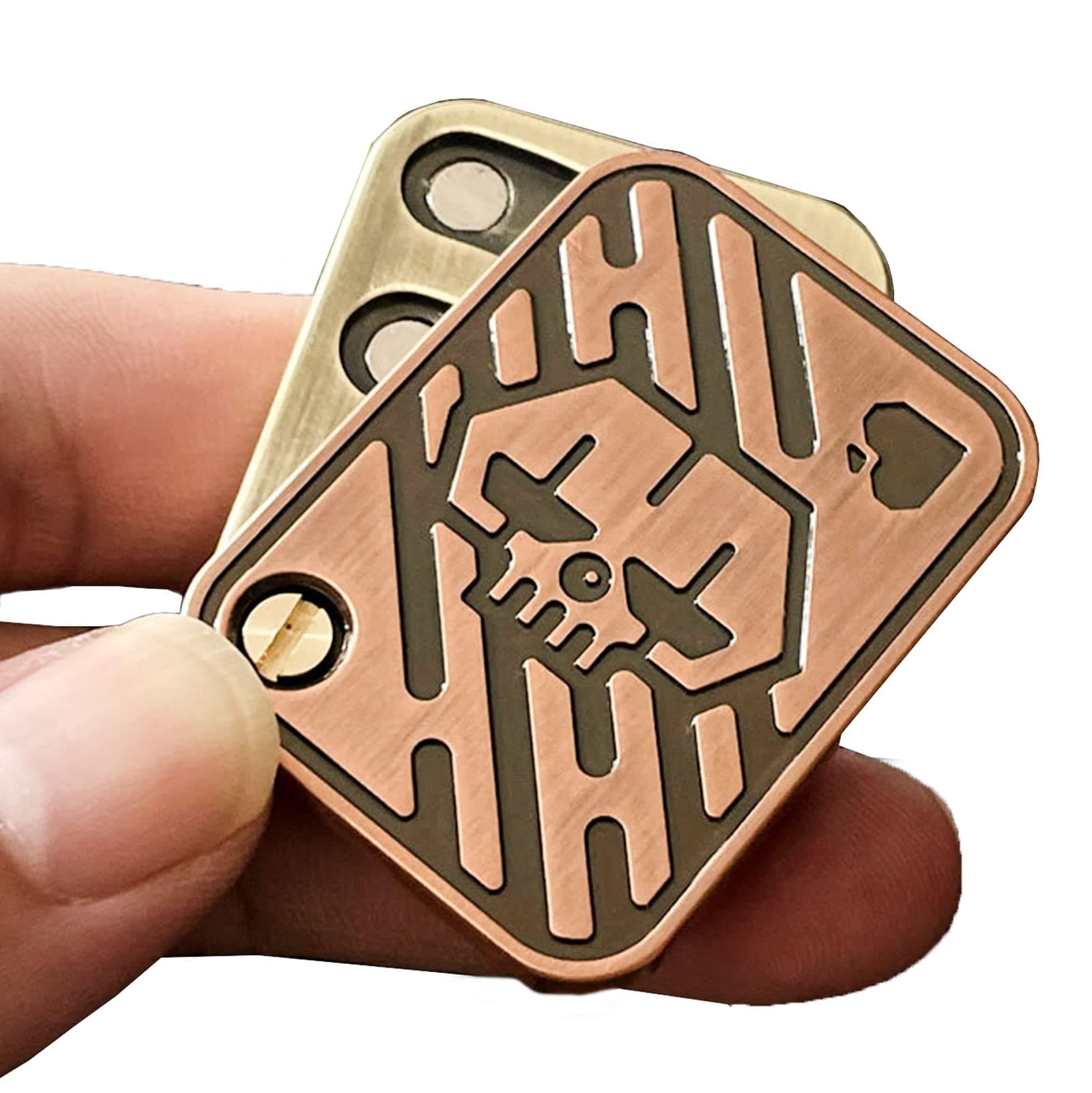 Metal Poker Fidget Slider EDC Adult Fidget Toys ADHD Tool Anxiety Stress Relief Toys Office Desk Toys Gifts for Boyfriend and Father (Copper Skull)