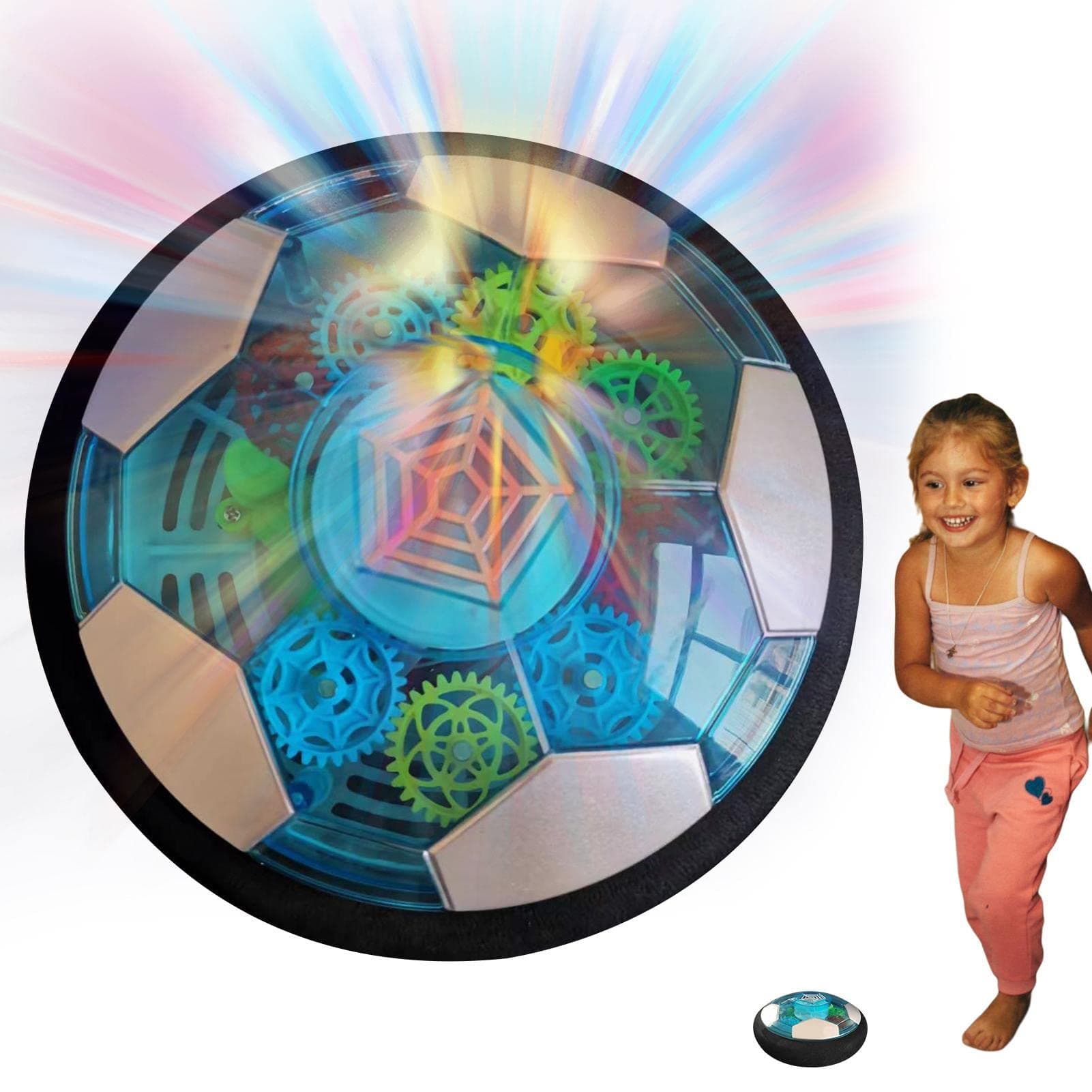 Floating Soccer Ball,Kids Soccer Games Floating Disc Air Soccer Hover Toy - Air Soccer with USB Rechargeable LED Light, Christmas Party Favors, Indoor Toys, Birthday Gifts, Football Games