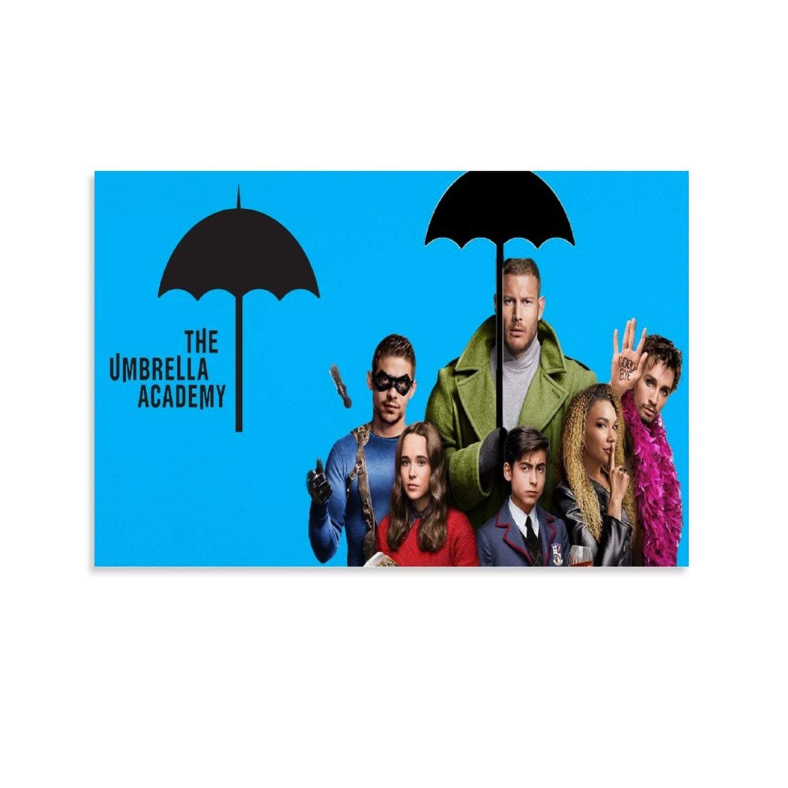 SDFWE Umbrella Academy 4 Vintage Classic Movie TV Poster Wall Art Framed Oil Paintings Printed on Canvas for Home Decorations Pictures Hanging for Living Room 12x18inch(30x45cm)