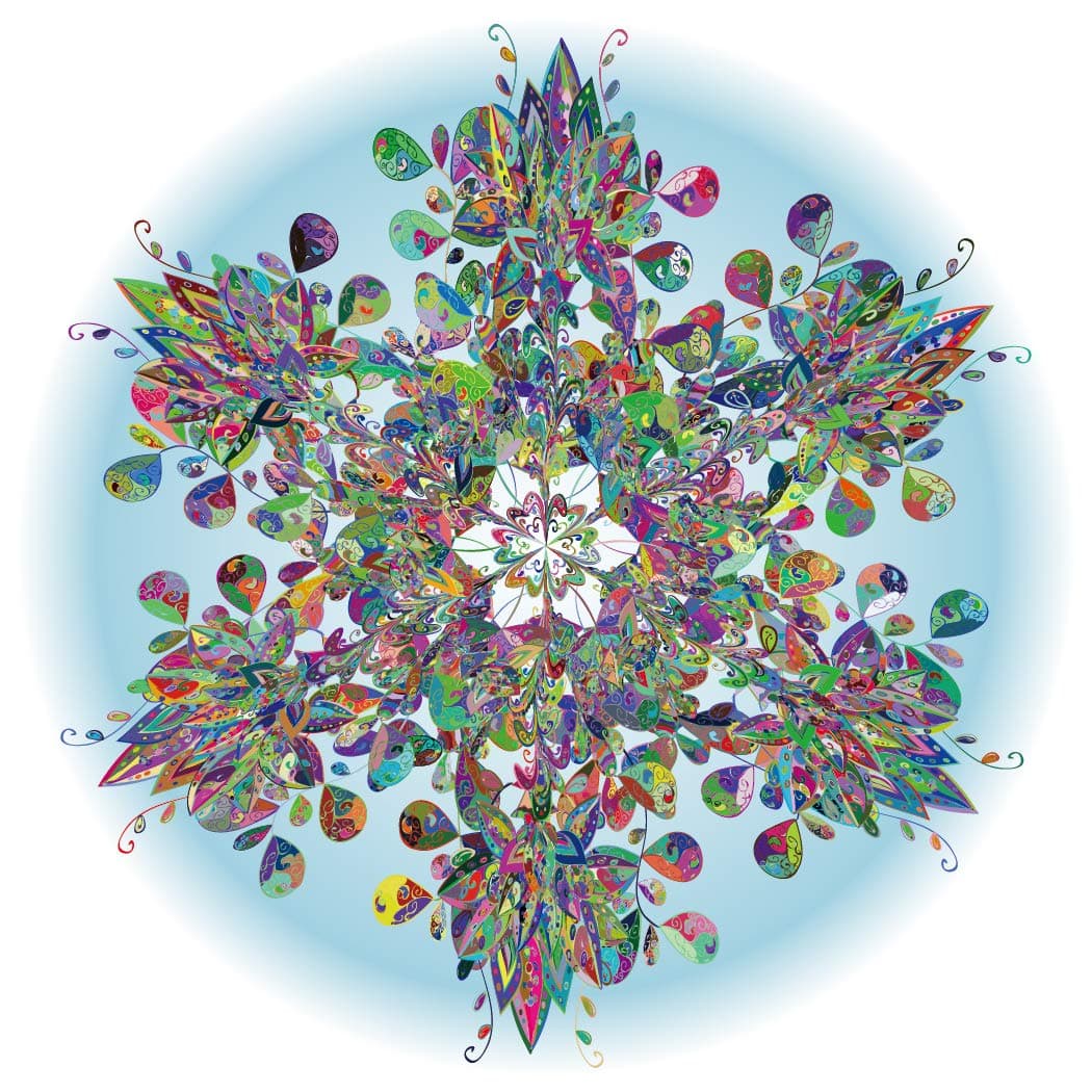 Bgraamiens Puzzle-Crystal Snowflake-1000 Pieces Snow Mandala Challenge Blue Board Round Jigsaw Puzzles