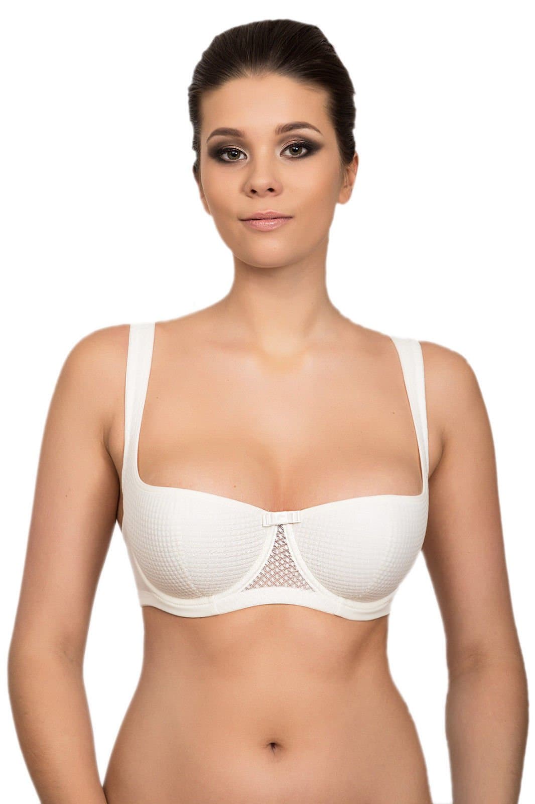 Delicate Balconette Bra in Natural White and Black, Size A-F