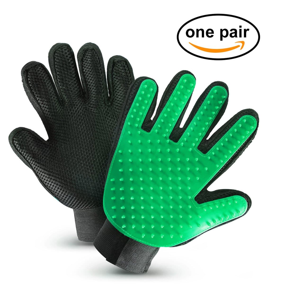 Grooming Glove Efficient Pet Hair Remover Mitt - Massage Tool with Enhanced Five Finger Design - Perfect for Dogs & Cats with Long & Short Fur Pet Grooming Tool Hair - Dog and Cat Massage Glove (green)