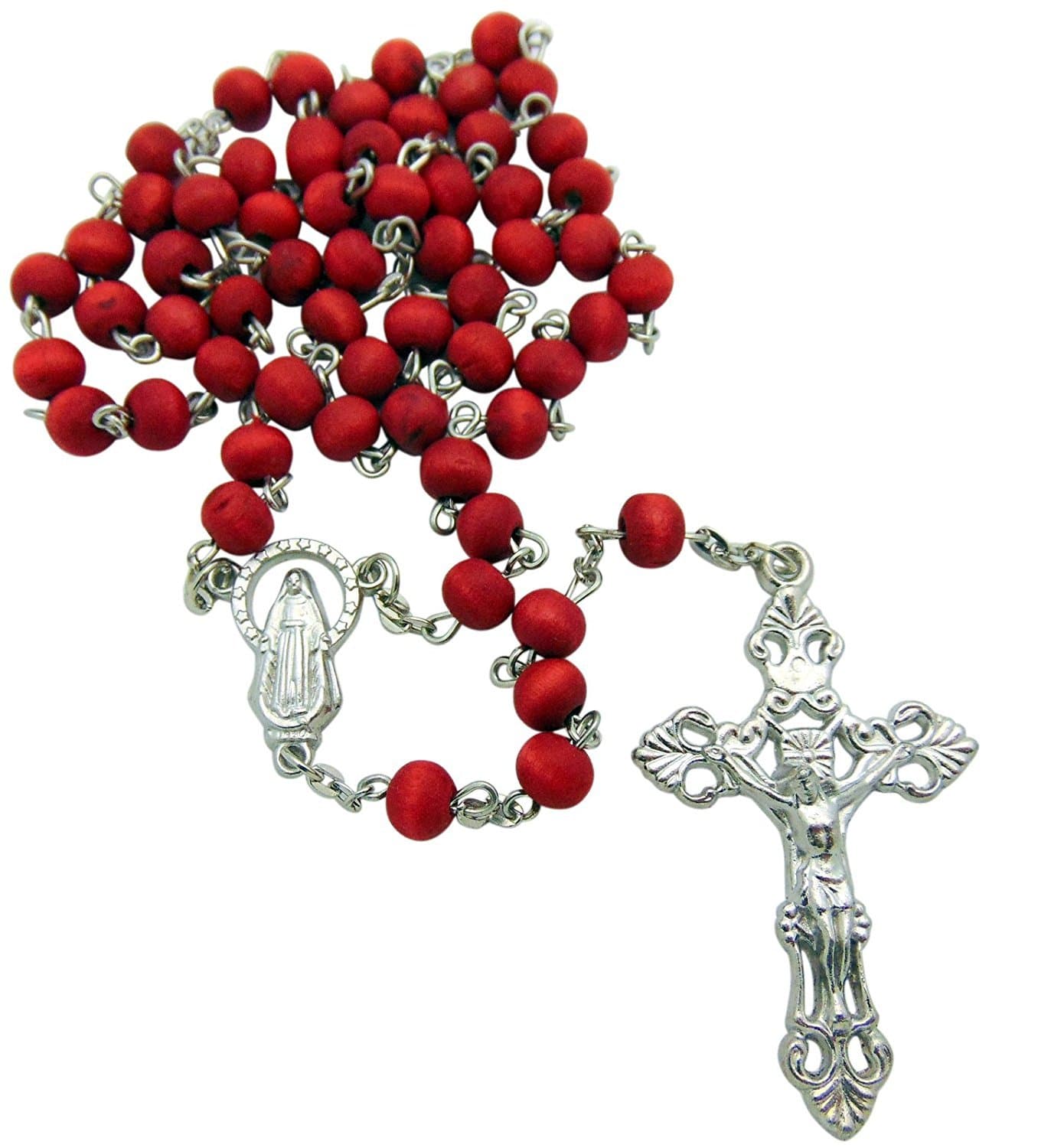 Rose Scented, Carved Wood Rose Petal Rosary