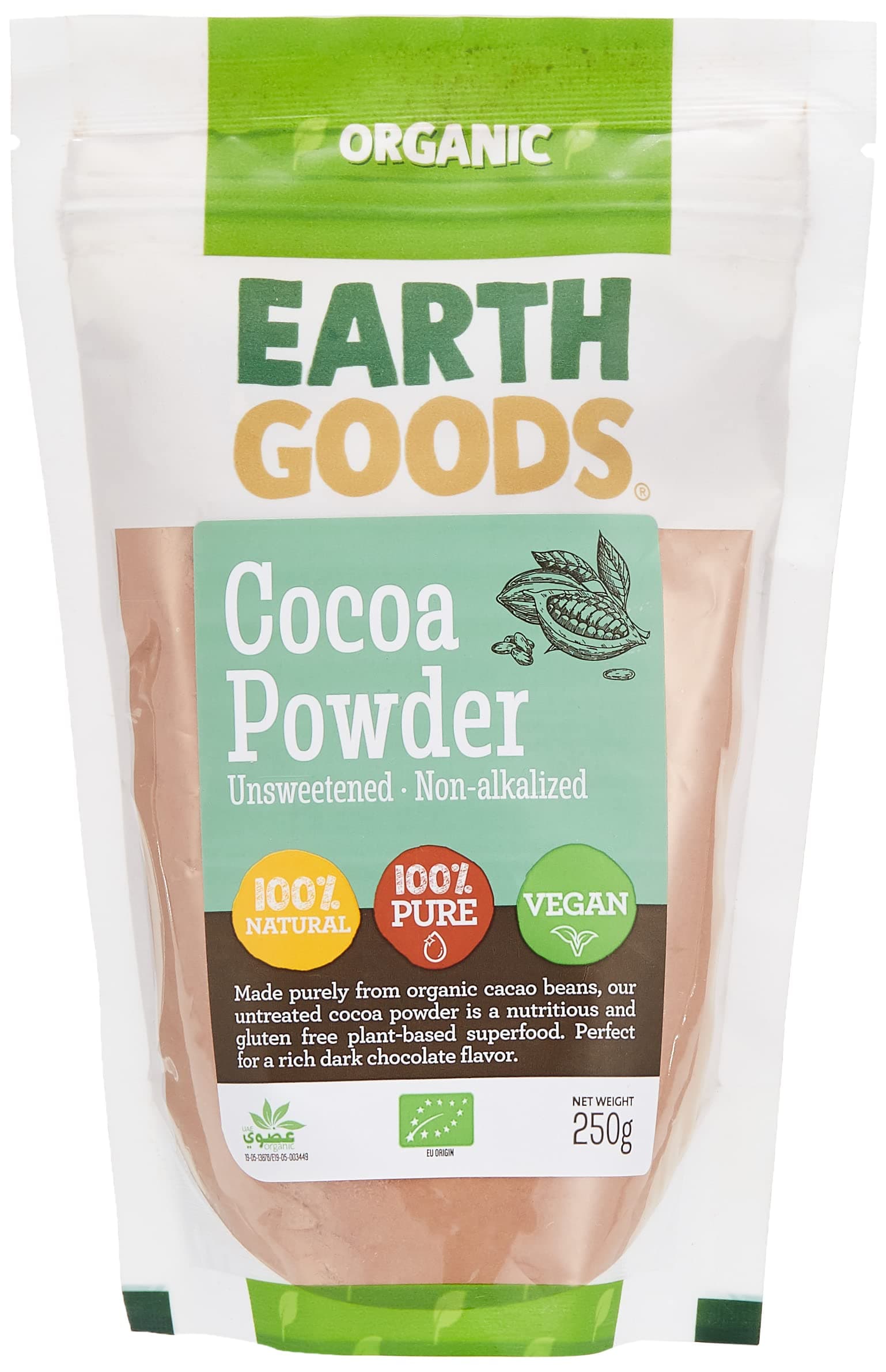 Earth Goods Organic Cocoa Powder Unsweetened 250G
