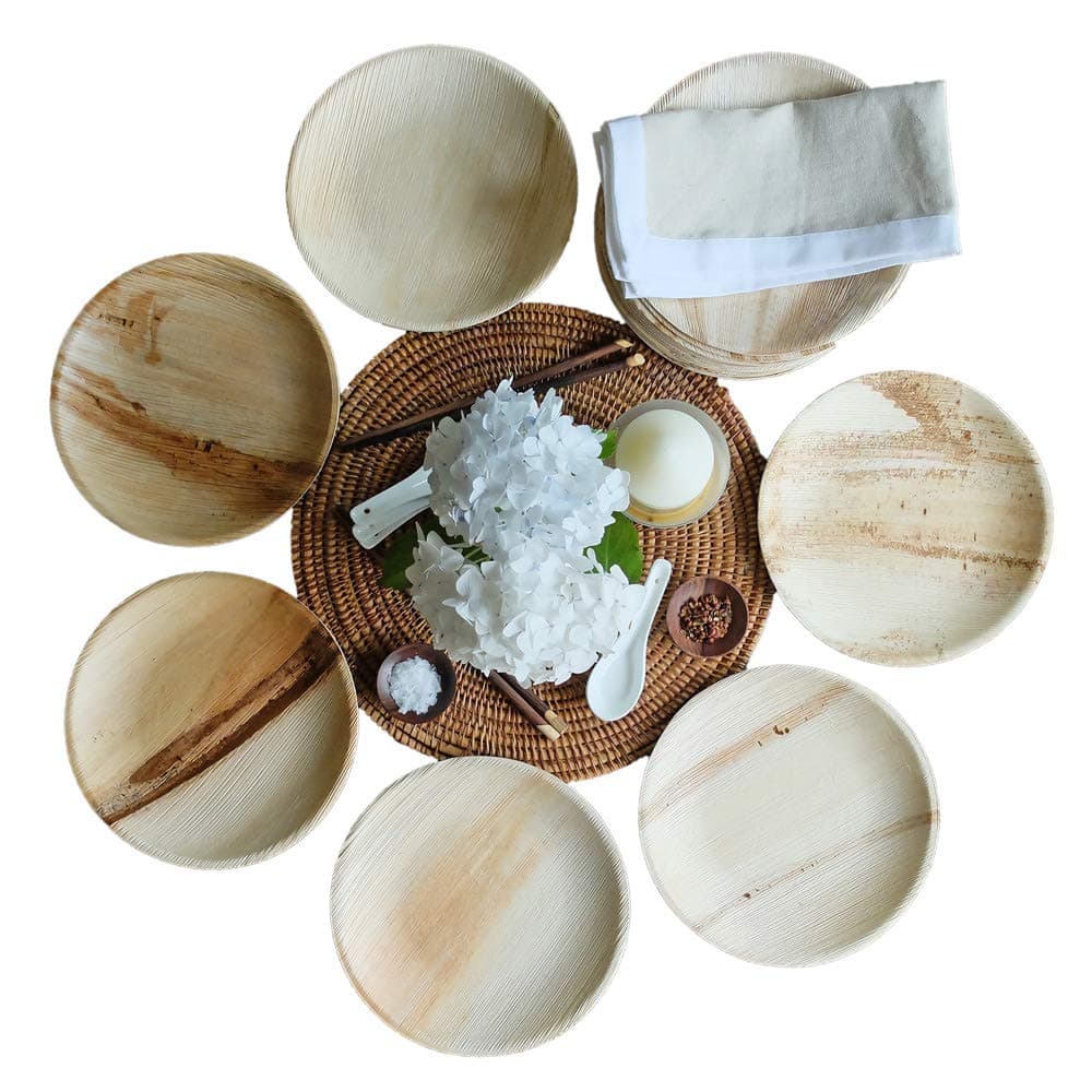 Thynk Palm Leaf Plates - 9 Inch Round - All Natural 100% Biodegradable and Compostable - Disposable Dinnerware - Perfect Party Plates - 20 Count
