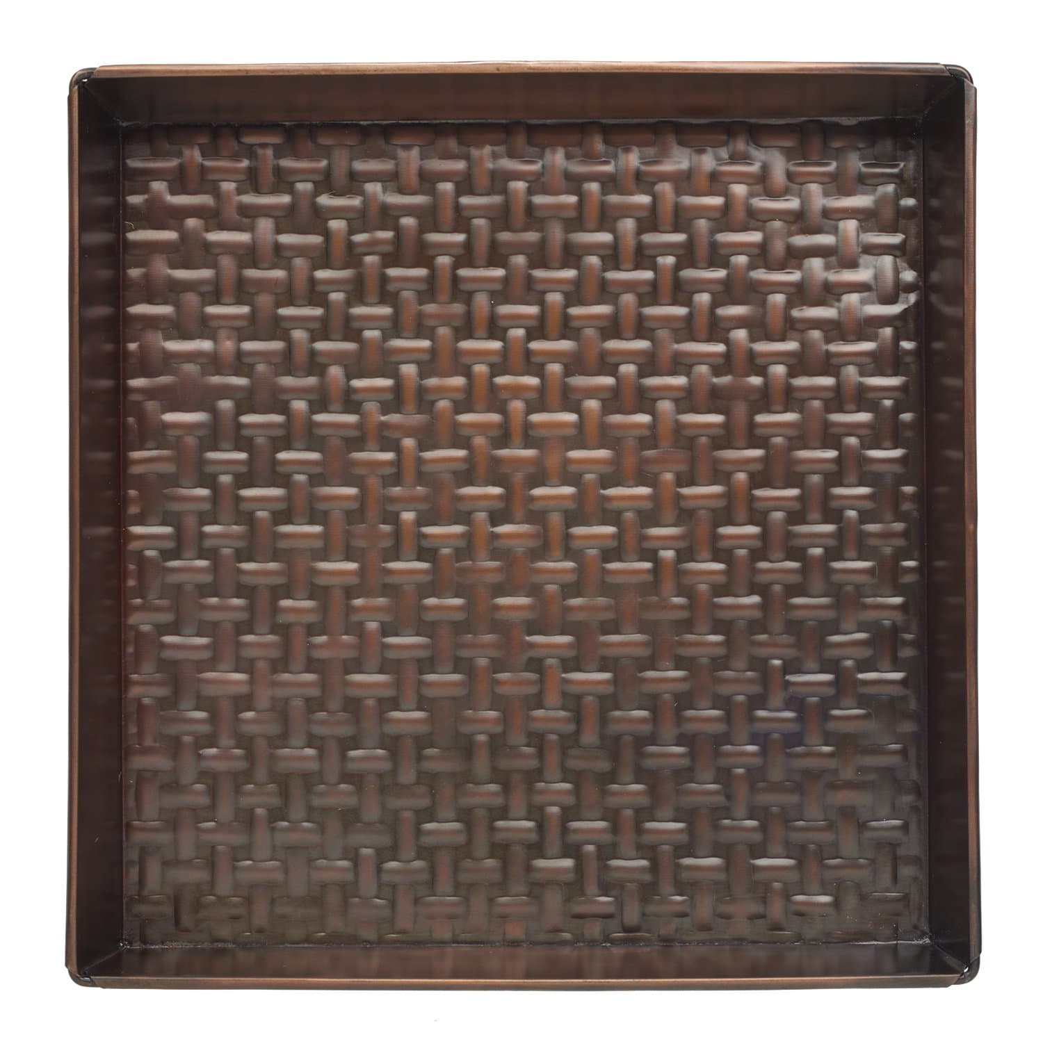 Extra Weave USA Basketweave Pattern Metal Boot Tray, Antique Copper Finish, 14 by 14-Inches