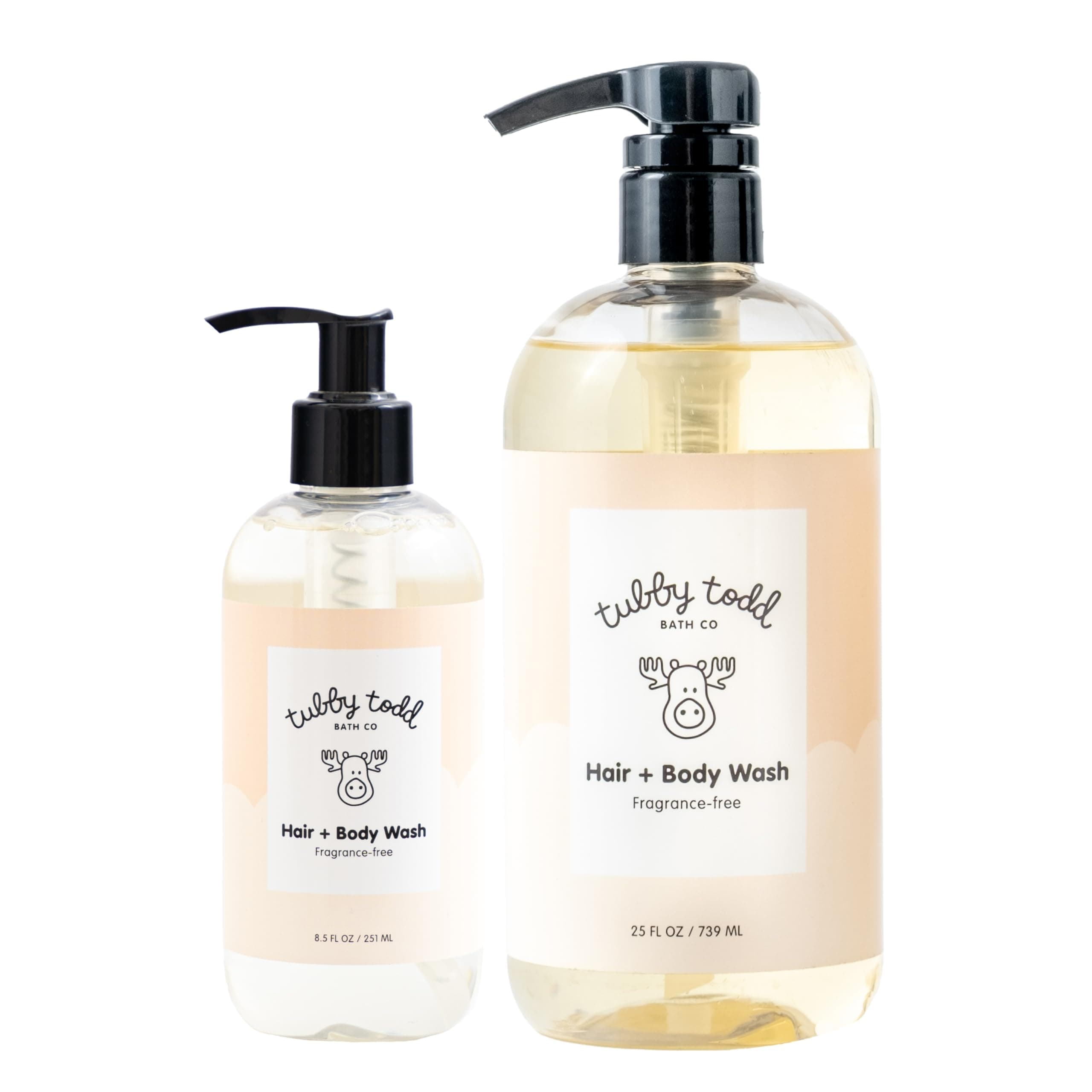 - Hair + Body Wash - Baby Shampoo and Body Wash - Gentle, Natural Baby Was for Newborns, Babies, and Toddlers - Non-Toxic and Hypoallergenic - Fragrance-Free, 2 Pack, 8.5oz & 25oz