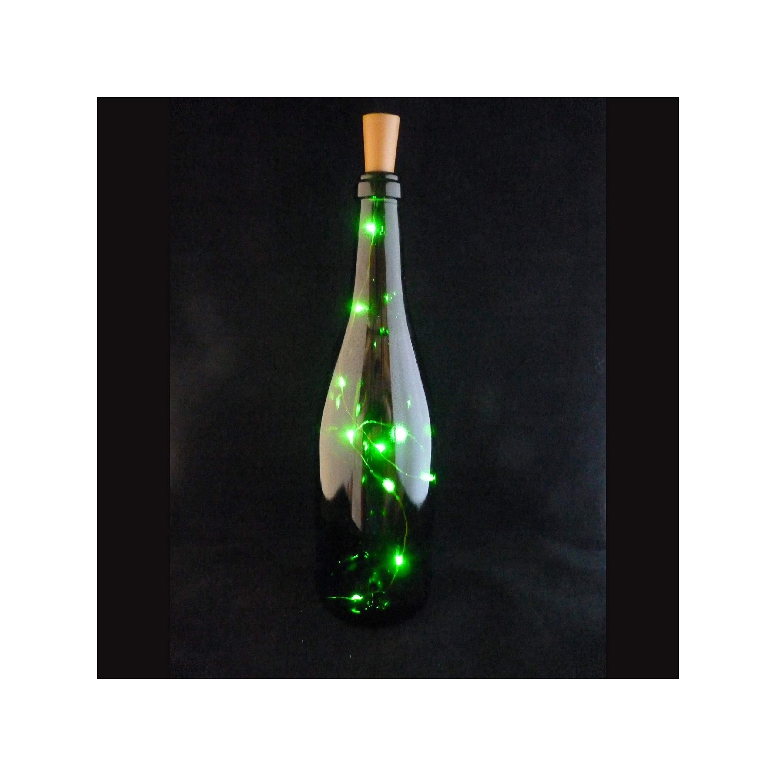 LED Cork with 10 Lights on a String with Bottle Stopper, Lamp, Light, Wedding, Event - Green *Bottle NOT Included*