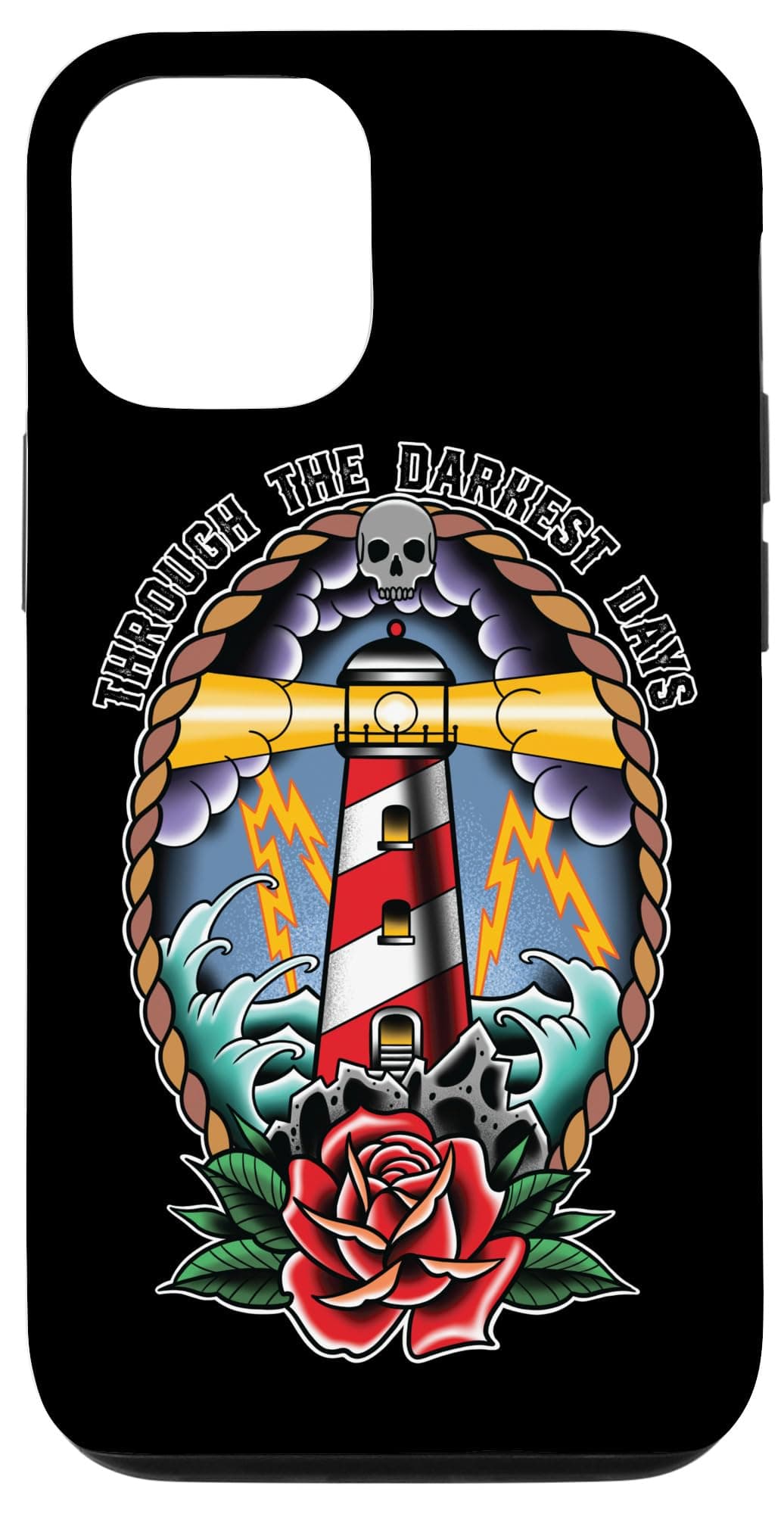 iPhone 14 Lighthouse Old School Tattoo art, Through the Darkest Days Case
