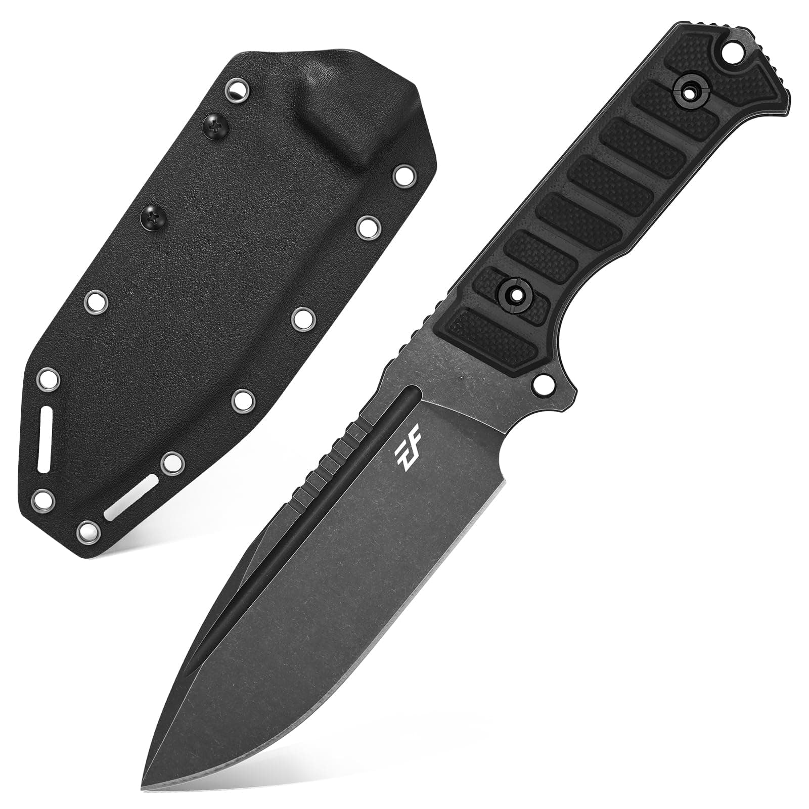 Eafengrow EF135 Fixed Blade Knife DC53 Steel Blade G10 Handle Full Tang Heavy Duty EDC Straight Knifes for Field Working Camping Survival Bushcraft(Black)
