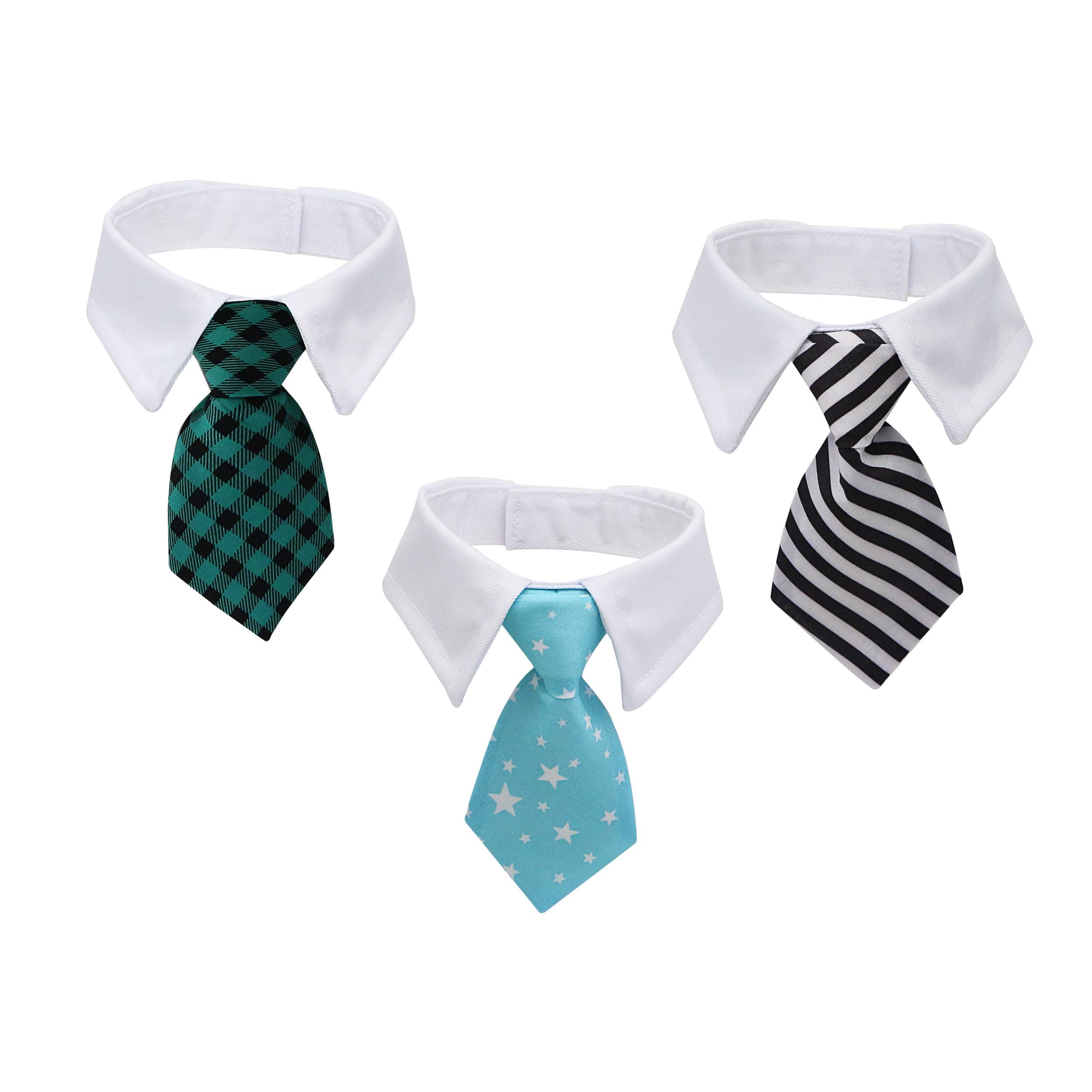 YAODHAOD Adjustable Cat Dog Pet Stripe Bow Tie,Soft Comfortable,for Dog Puppy Cat Fashion Grooming Accessories (9.4''-11.6'', Black+ Blue+ Green)