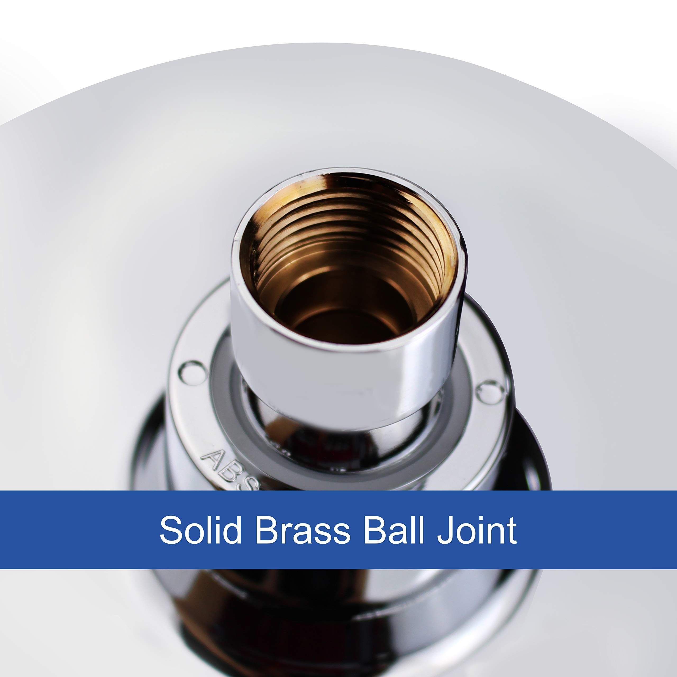 YOO.MEE High Pressure Fixed Shower Heads, 6 inch Powerful Shower Spray Plate, Copper Brass Joint Wall Mount Installation- Optional Water Restrictor, Chrome