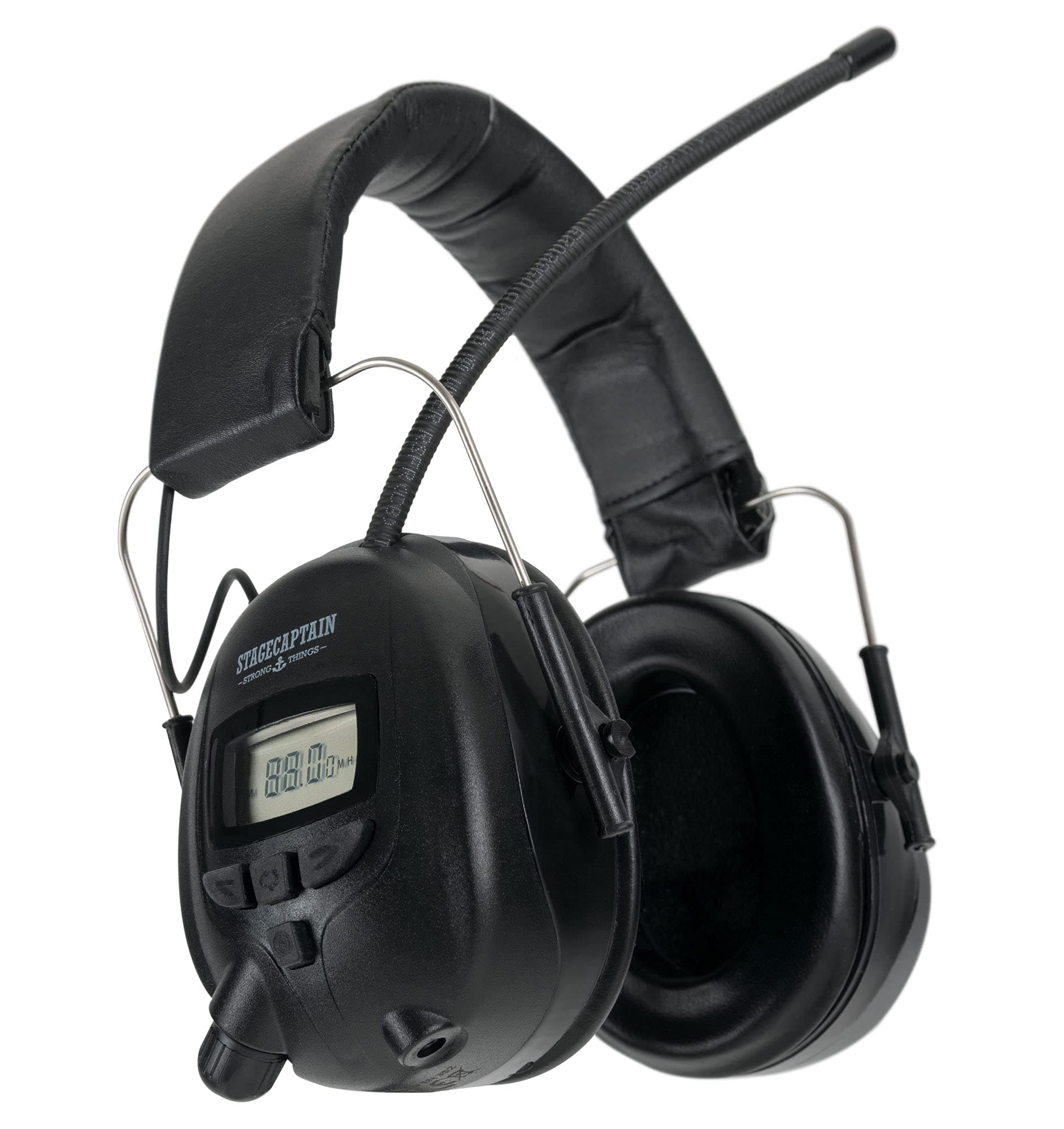 Stagecaptain ContraNoise FM-28 Ear Defenders (Earmuffs Headphones, 28 dB Cushioning, for musicians and workers in noisy environments, perfectly protects against noise, with AM/FM radio) Black