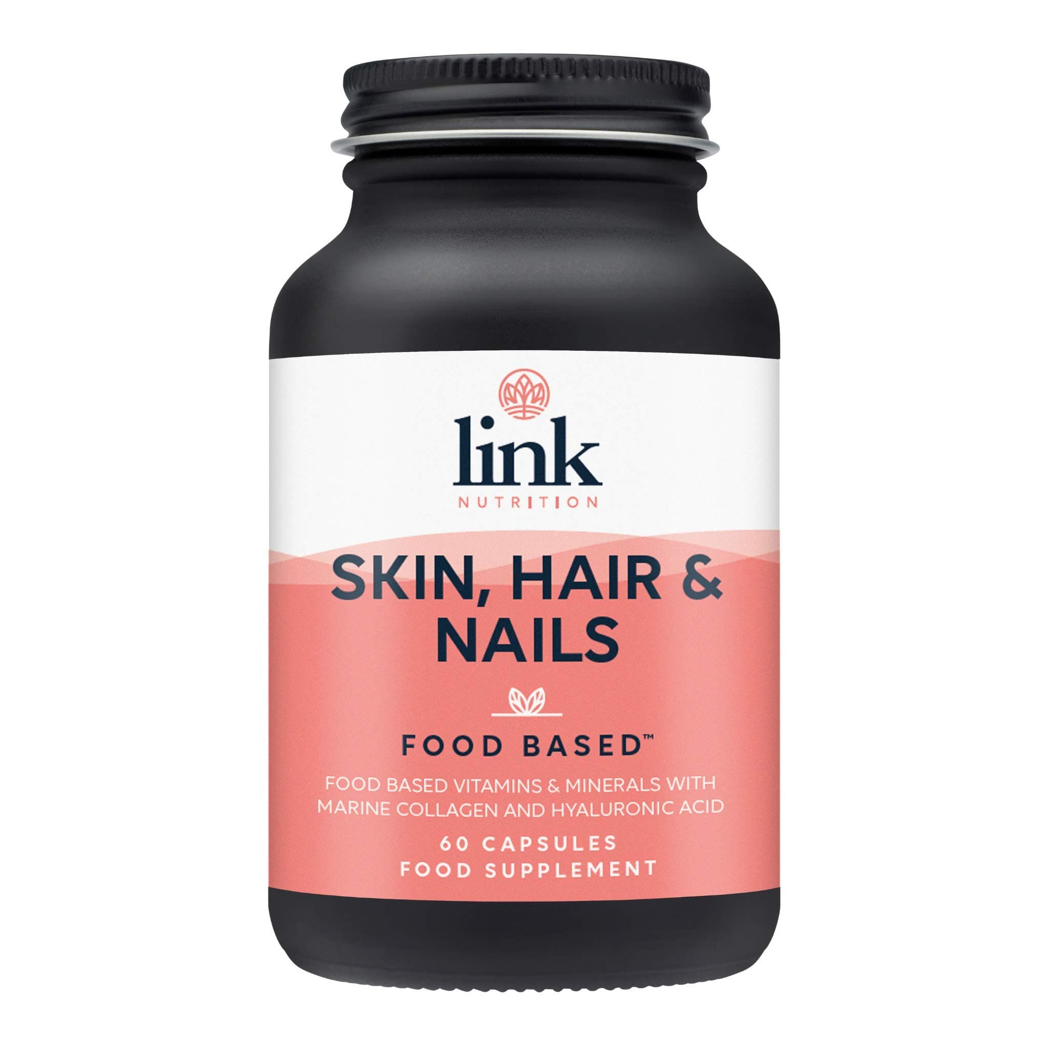 Skin, Hair and Nails [Food Based Vitamins] | Contains Collagen + Hyaluronic Acid | Safe-Effective-Absorbable | Supporting Natural Beauty, from The Inside Out | Link Nutrition | 60 Capsules