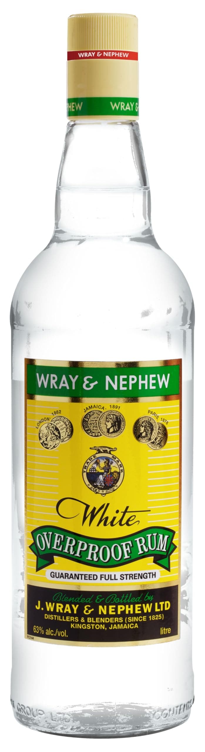 Rum 100 cl, 63% ABV - White Overproof Jamaica Rum