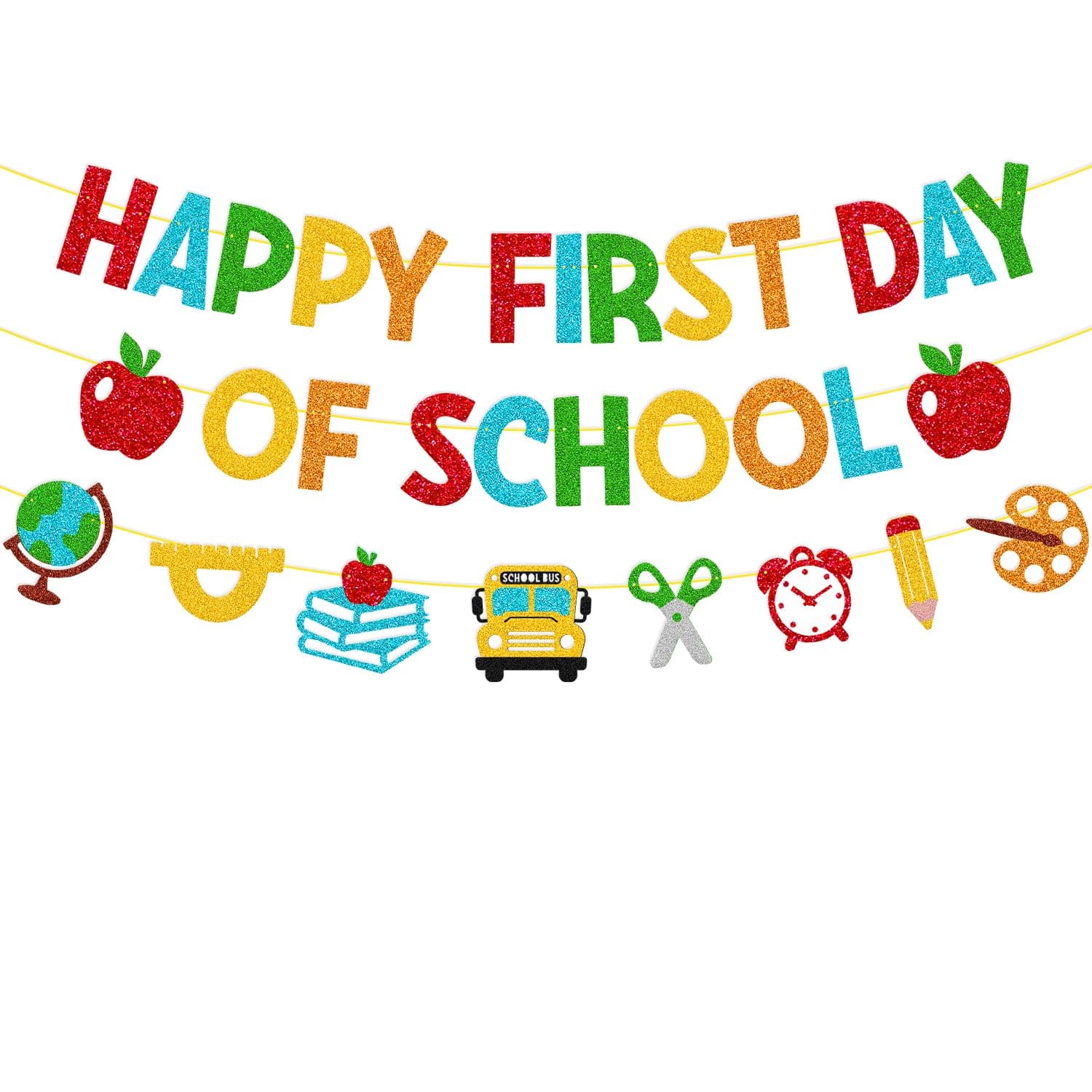 Happy First Day of School Banner Welcome Back to School Party Decorations for Children Kids Celebrating 1st Day of School Classroom Party Supplies