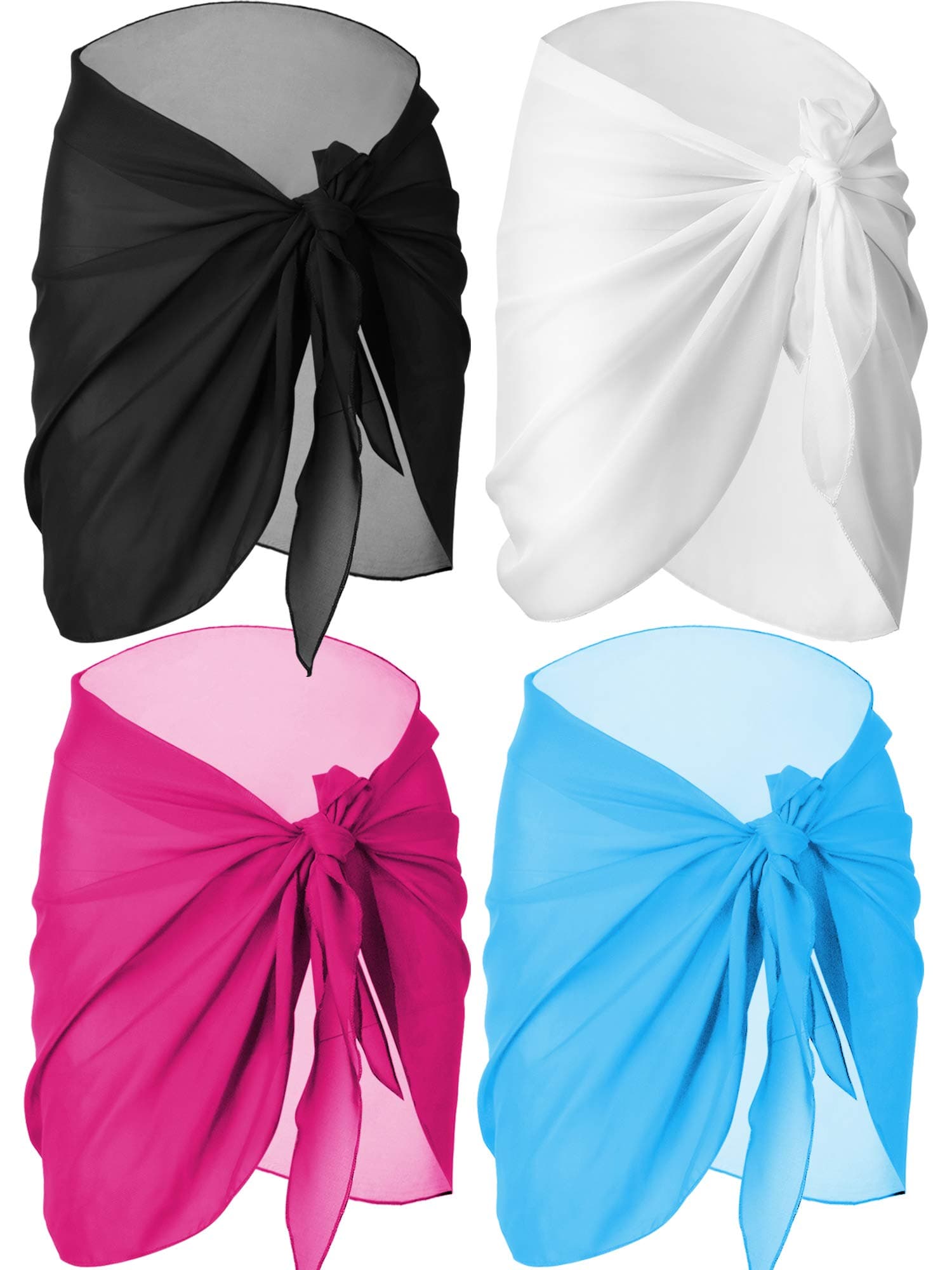 2 Pieces Women Sarongs Swimsuit Beach Bikini Wrap Cover Up Chiffon Short Bathing Suit Skirts