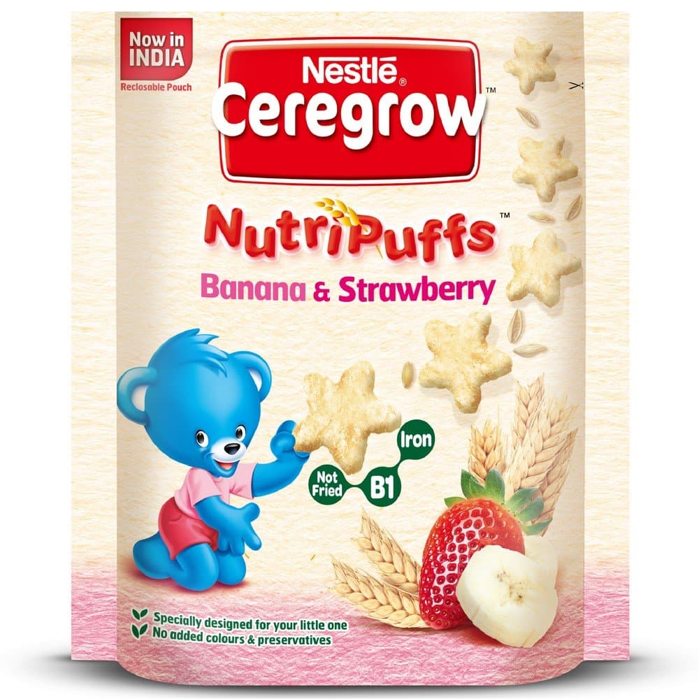 Nestle Ceregrow NutriPuffs - 50 g pouch (Banana and Strawberry)