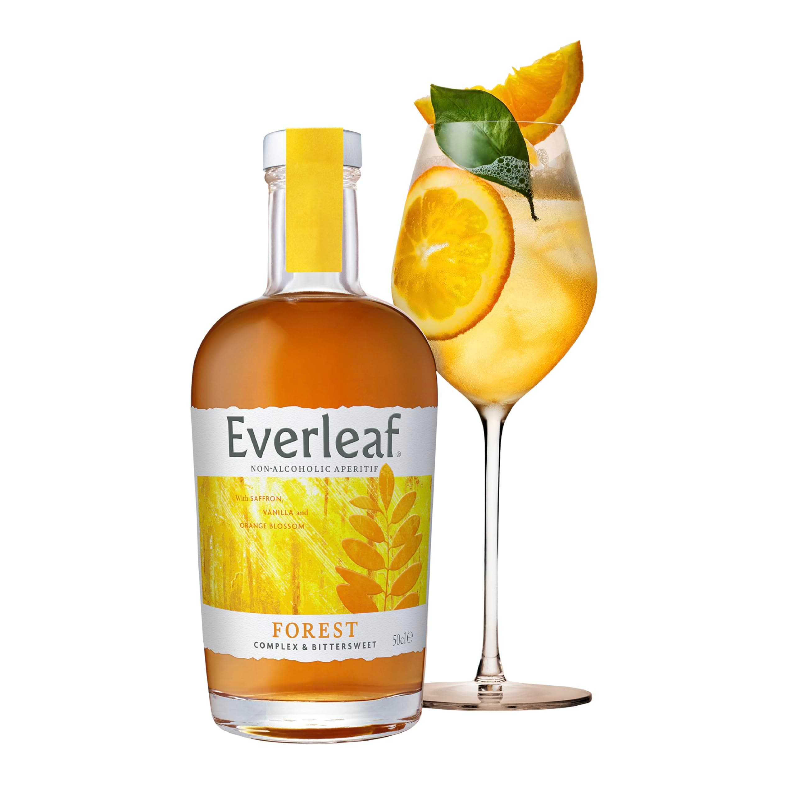 Everleaf Forest - Non-Alcoholic Aperitif (50cl) | Spirit Alternative | Prepare Easy Alcohol-Free Cocktails & Spritzes for Everyday Enjoyment | Made from Saffron, Vanilla & Orange Blossom | Drinks Gift