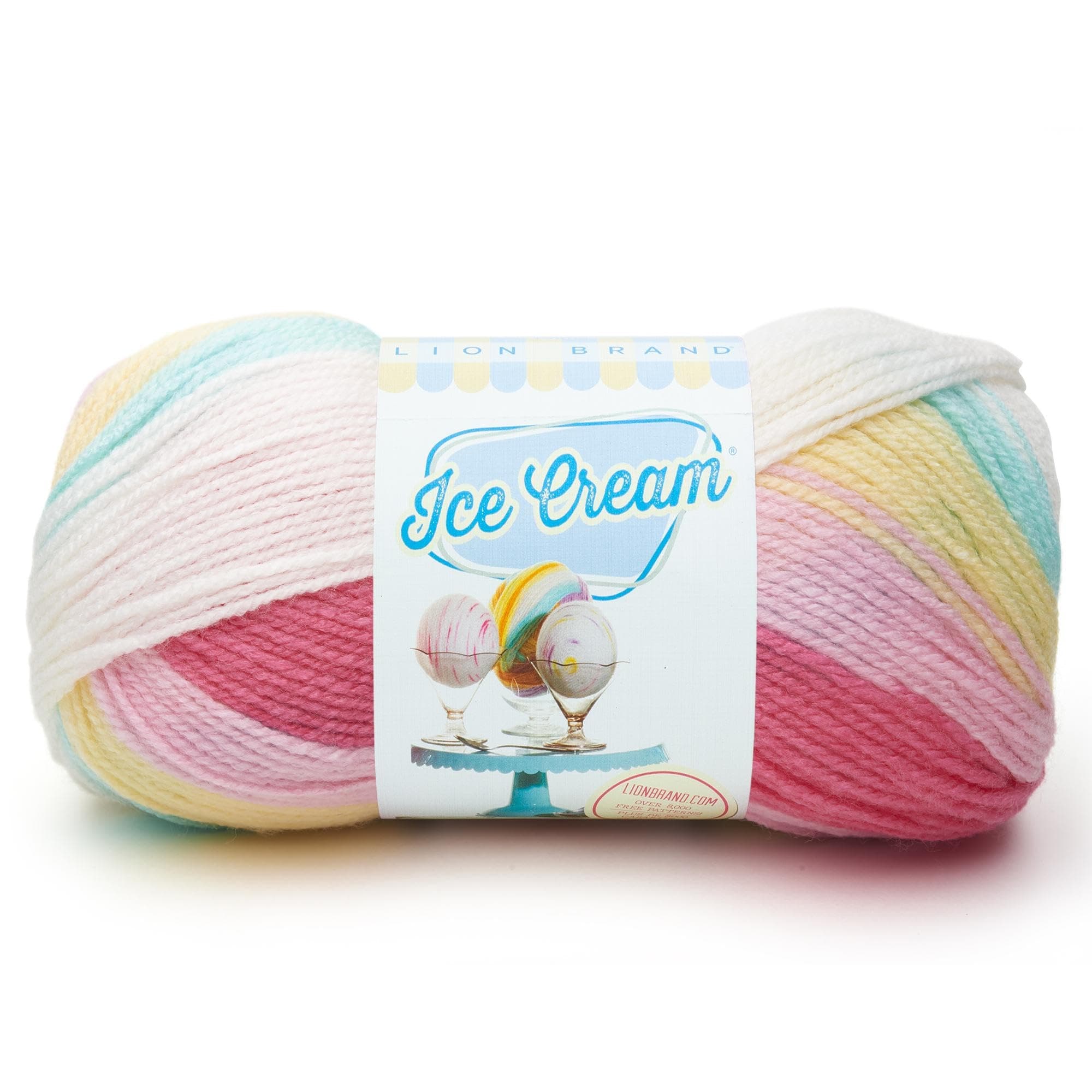 Lion Brand Yarn 100 Percent Acrylic Ice Cream Yarn, Tutti Frutti,10.89 x 10.89 x 22.32 cm