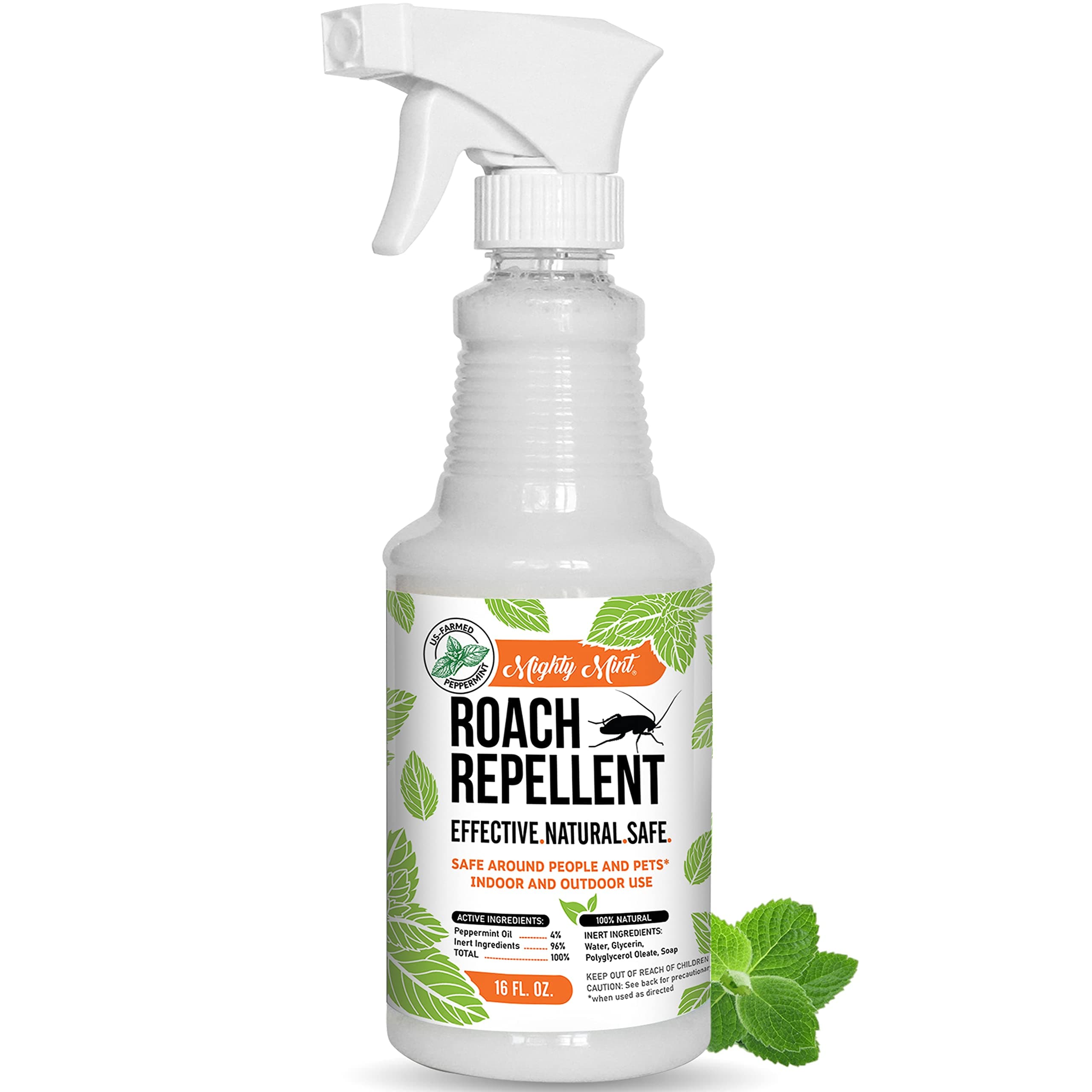 Mighty Mint Peppermint Oil Roach Repellent Spray – Natural Cockroach Killer for Indoor & Outdoor Use – Plant-Based Insect & Pest Control – 16 oz