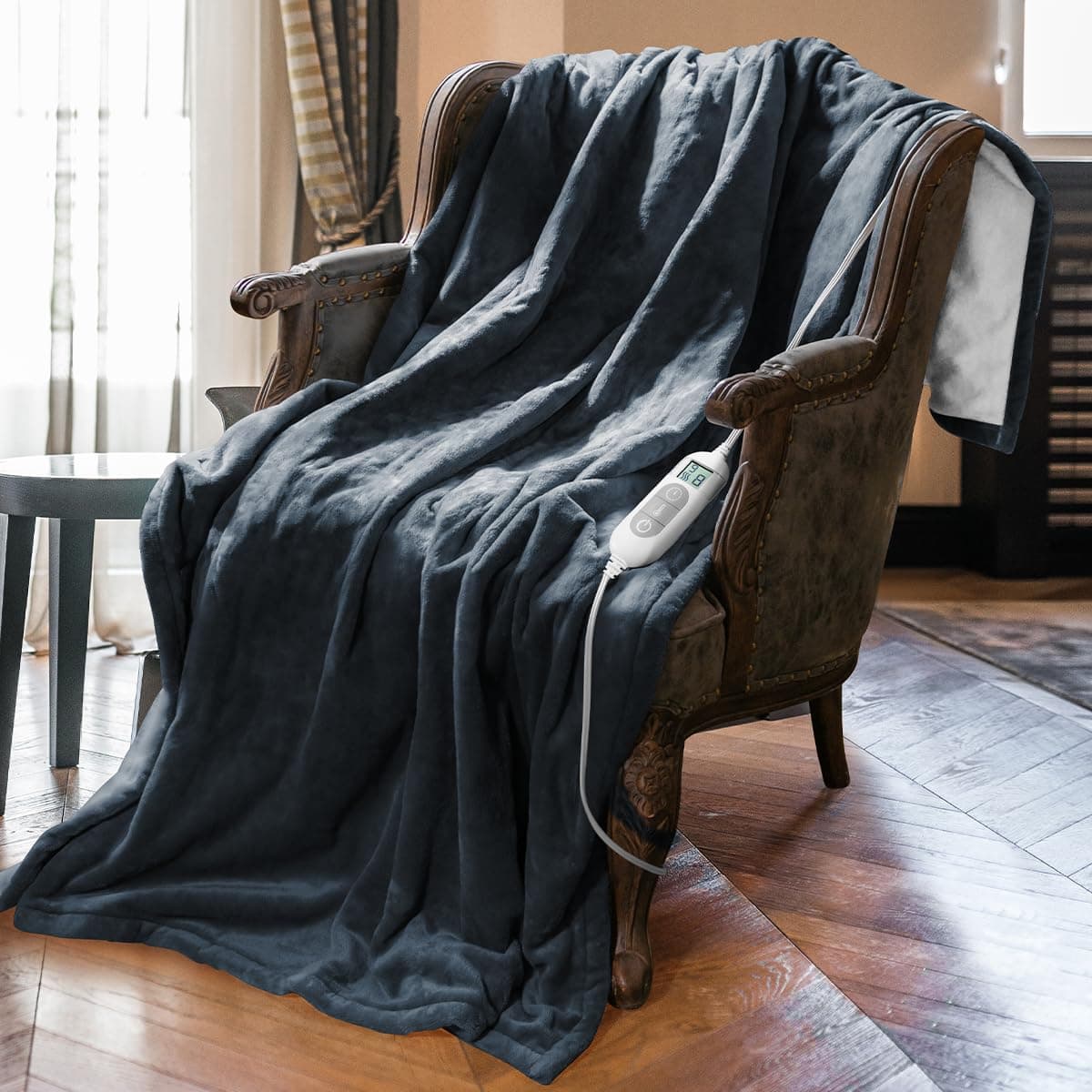 Heated Throw Blanket with 1-9 hrs Timer Auto-Off & 8 Heating Levels,Flannel Electric Blanket Throw ETL Certification,Machine Washable Full Body Warming Blankets