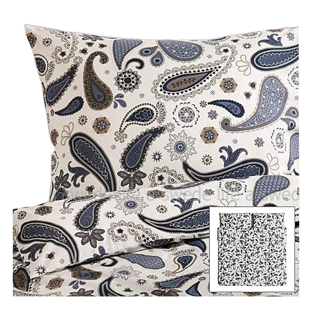 Ikea Cottage Sotblomster Blue Brown Paisley Duvet Quilt Cover Full Queen