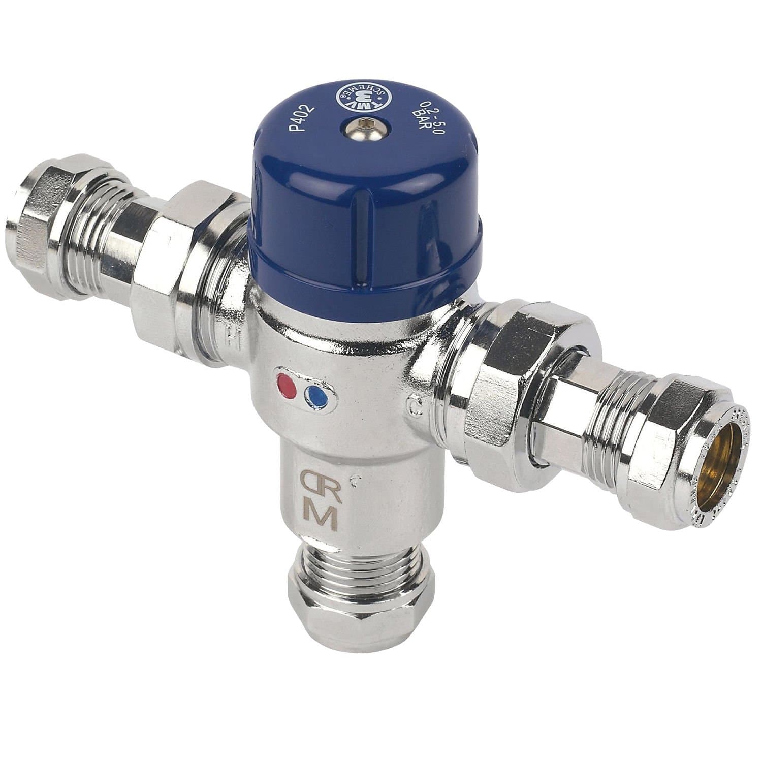 Genuine Solid Brass TMV 3/2 CP Thermostatic Mixing Blending Valve | Hot & Cold Water Mixing Valve | Basin Thermostat Control for Bathroom, Kitchen - 15mm