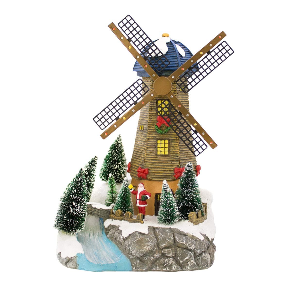 The Christmas Workshop 82820 Rotating Musical Windmill / Light Up Christmas Decoration / 25 x Multi-Coloured LED Lights / Plays 8 Different Classic Christmas Songs / 30cm x 20cm x 18cm