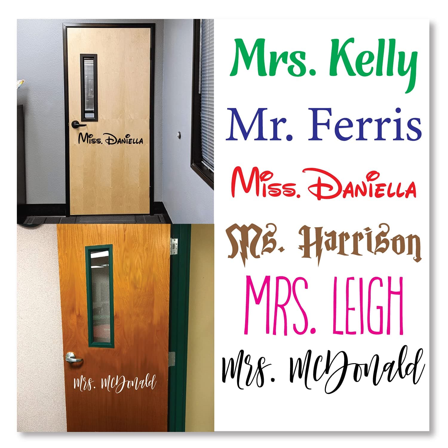 Teacher Door or Wall Personalized Name or Word Vinyl Wall Decal Sticker (2", 3", 5", 8", 10", 13")