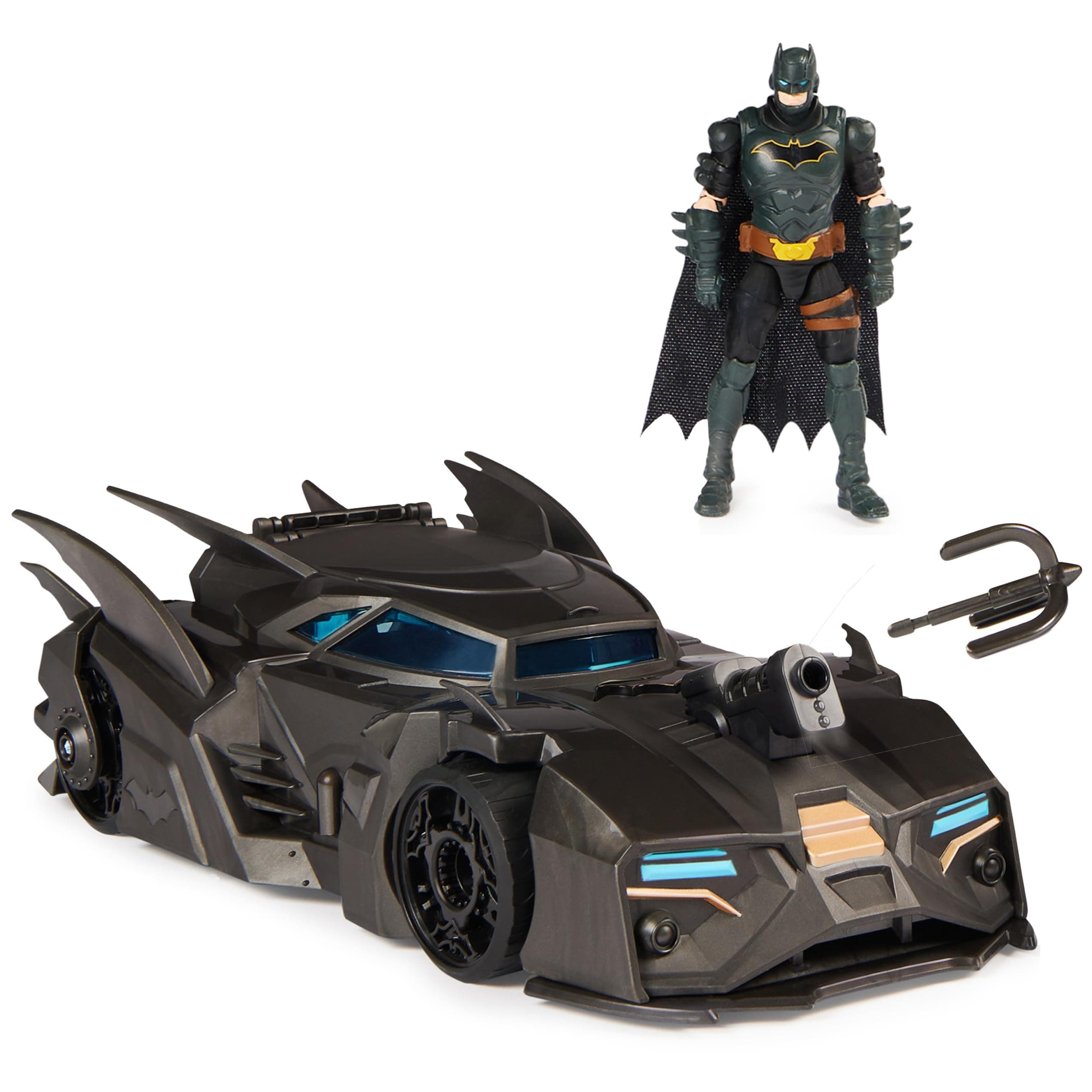 Crusader Batmobile Playset with Exclusive 4-inch Batman Figure, 3 Super-Villain Paper Figures, Kids Toys for Boys and Girls Ages 4+