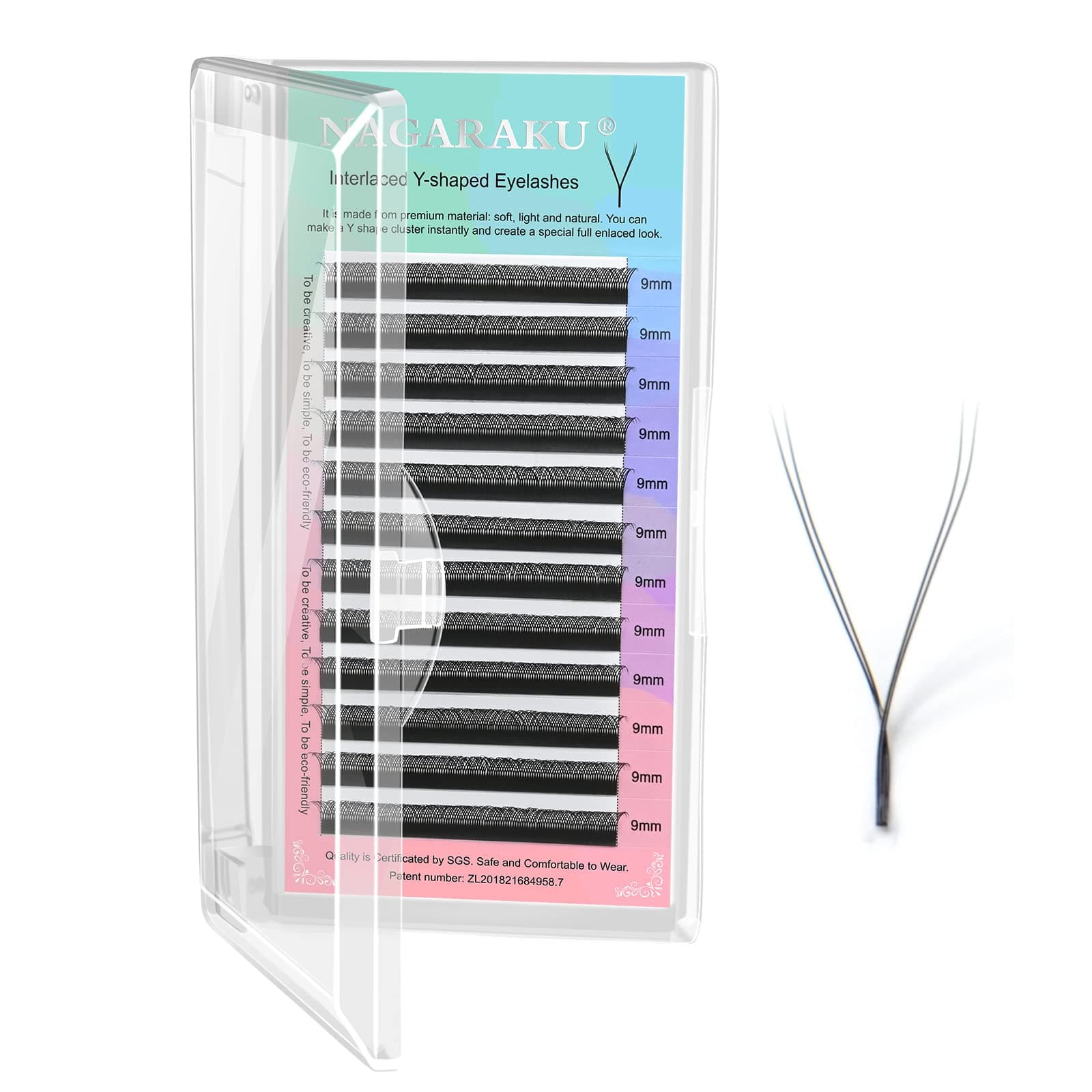 NAGARAKU yy Eyelash Extensions Supplies y lash 0.07mm D curl 9mm Premade Fans 4D Russian Volume Y Shape Faux Mink Matte 12 rows Cluster pre Fanned Wispies Crisscross Eye Lashes