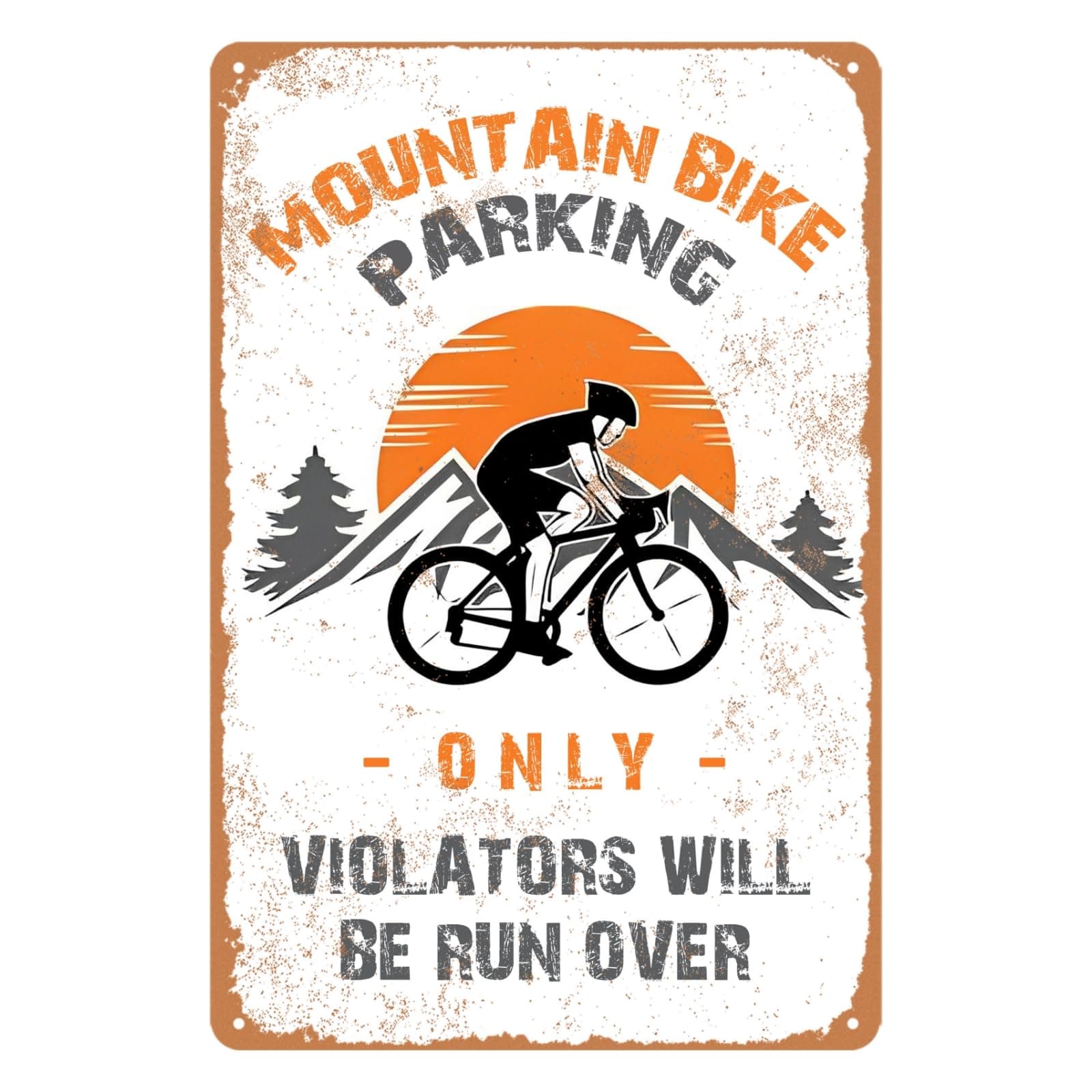Mountain Bike Parking Only Sign Vintage Tin Sign Dirt Bike Accessories Retro Mountain Bike Art Metal Signs Birthday Gifts For Mountain Bikers For Man Cave Boy's Room Wall Decor 8x12 Inch