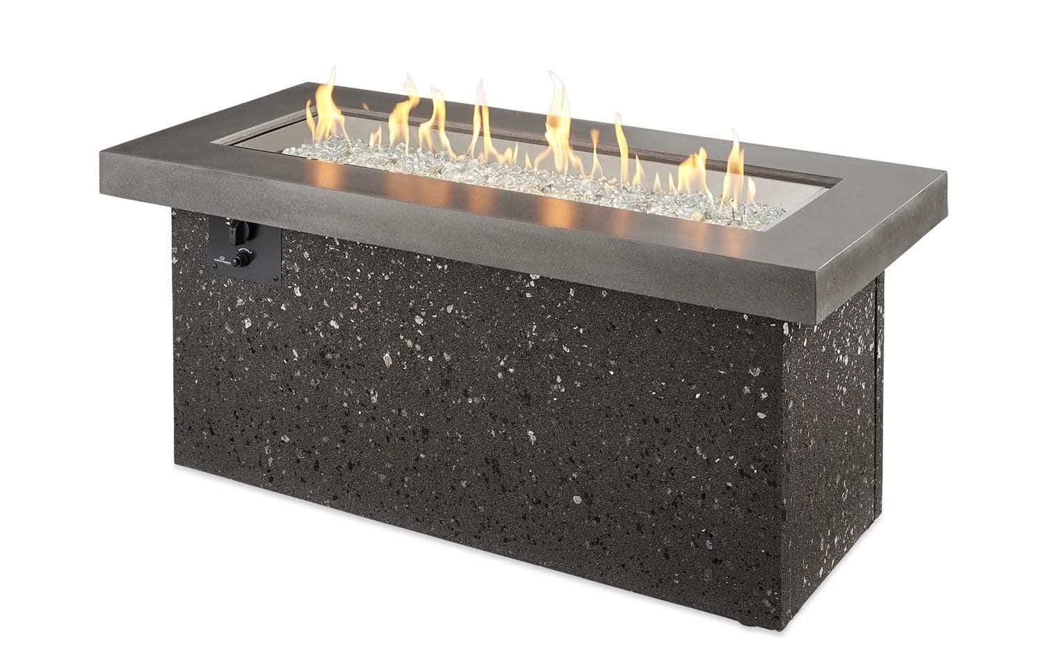 The Outdoor GreatRoom Company Key Largo Fire Pit with Electronic Ignition (KL-1242-MM-CF-DSI-LP), Propane, Supercast, Midnight Mist, 19.625x48-Inches