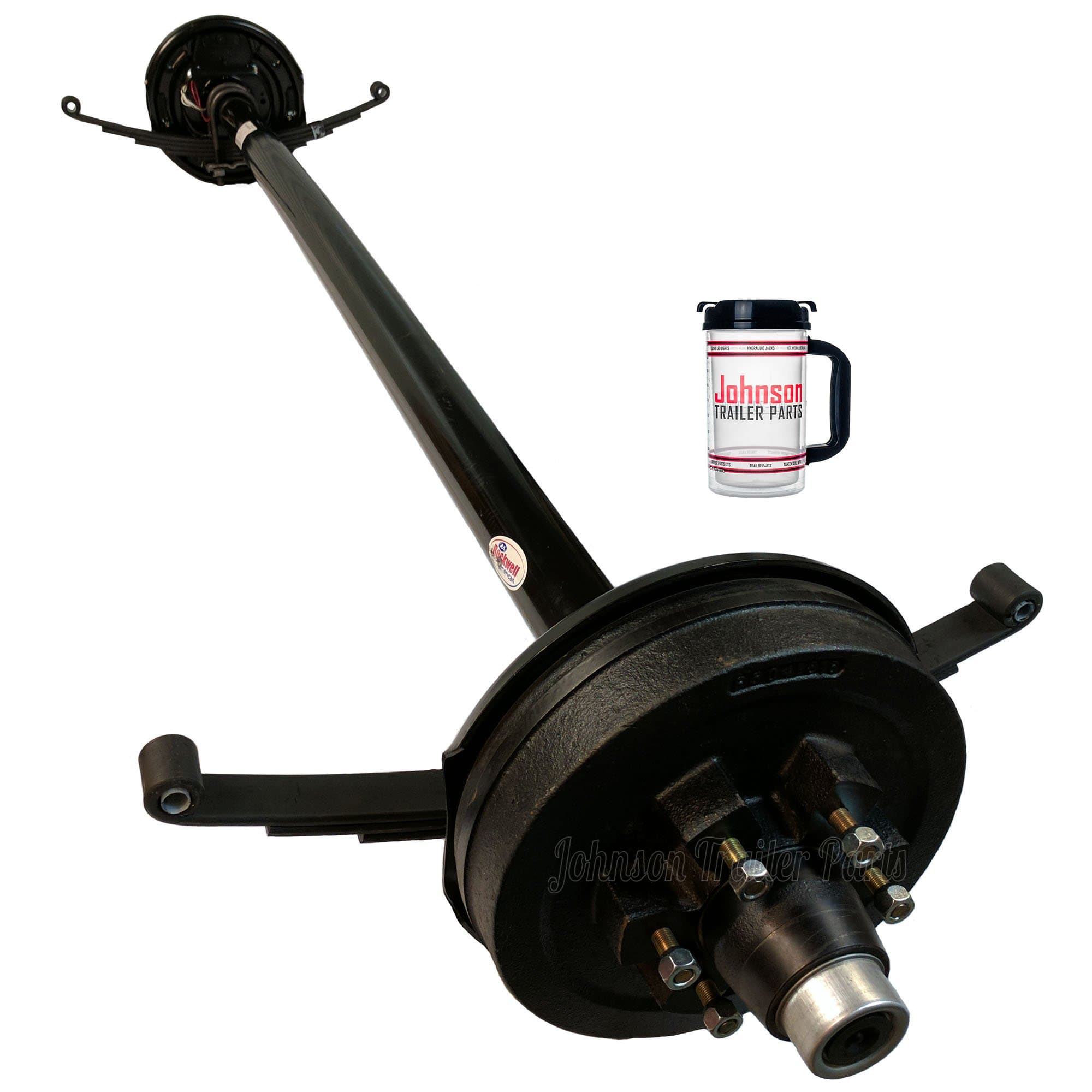 Rockwell American 5,200 lb Electric Brake Trailer Axle w/Double Eye Springs & U-Bolts (84" Hub Face, 70" Spring Center) 6 Lug 5.5" Bolt Pattern