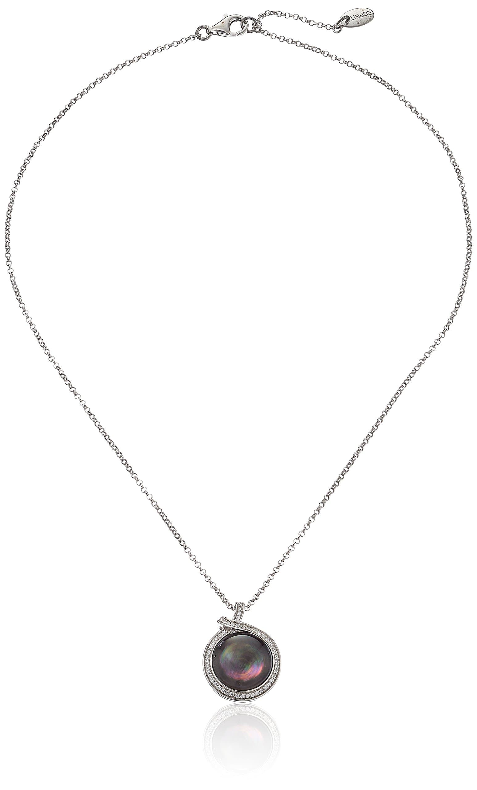 ESPRIT "Ballroom Black" White Cubic Zirconia and Black Mother-Of-Pearl Necklace