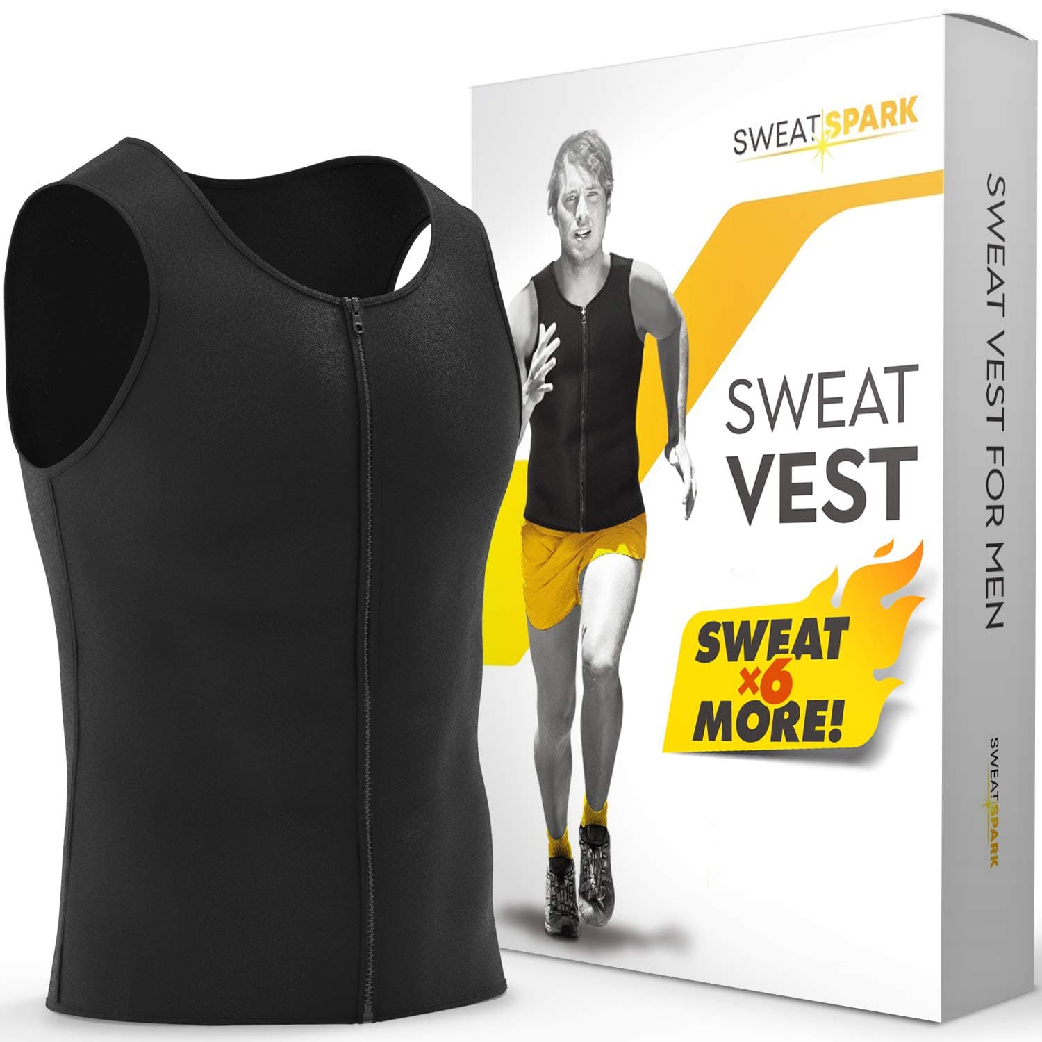 Sweat Vest for Men with Zipper - (XS-10XL) – Premium Weightless Neoprene Sauna Shirt – Increase Your Workout Motivation - Designed in The USA.