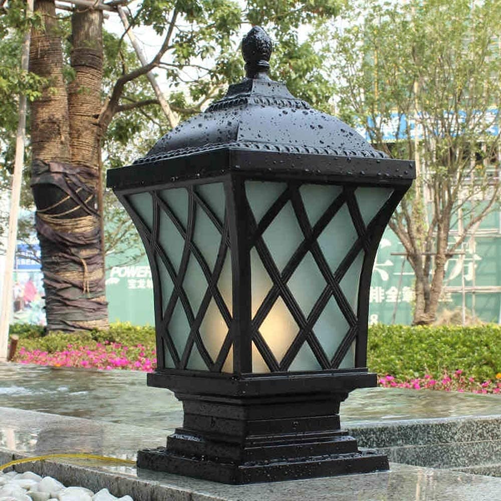 CGJDZMD Outdoor Column Lights, IP54 Square Column Lights Waterproof Outdoor Pillar Lights Rainproof Aluminum Glass Post Light Fixtures Modern Exterior Pillar Lights Villa Garden Park Lighting