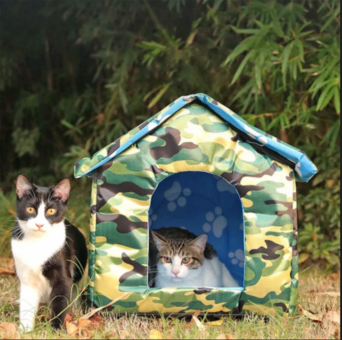 ANTOLE Outdoor Pet House Waterproof Thickened Cat Nest Tent Winter Warm Puppy Kennel Foldable Pet Shelter Portable Travel Nest (S Size)