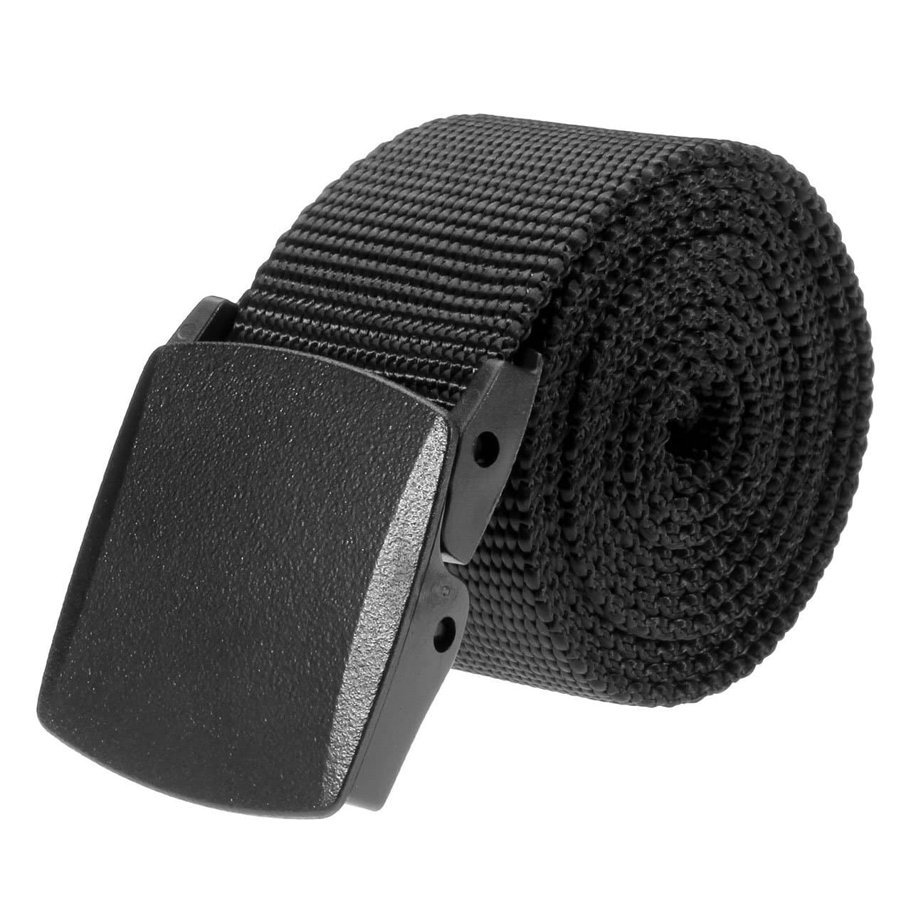 Ayliss Men Military Webbing Nylon Belt Hypoallergenic Plastic Buckle Canvas Belt (One Size, Black)