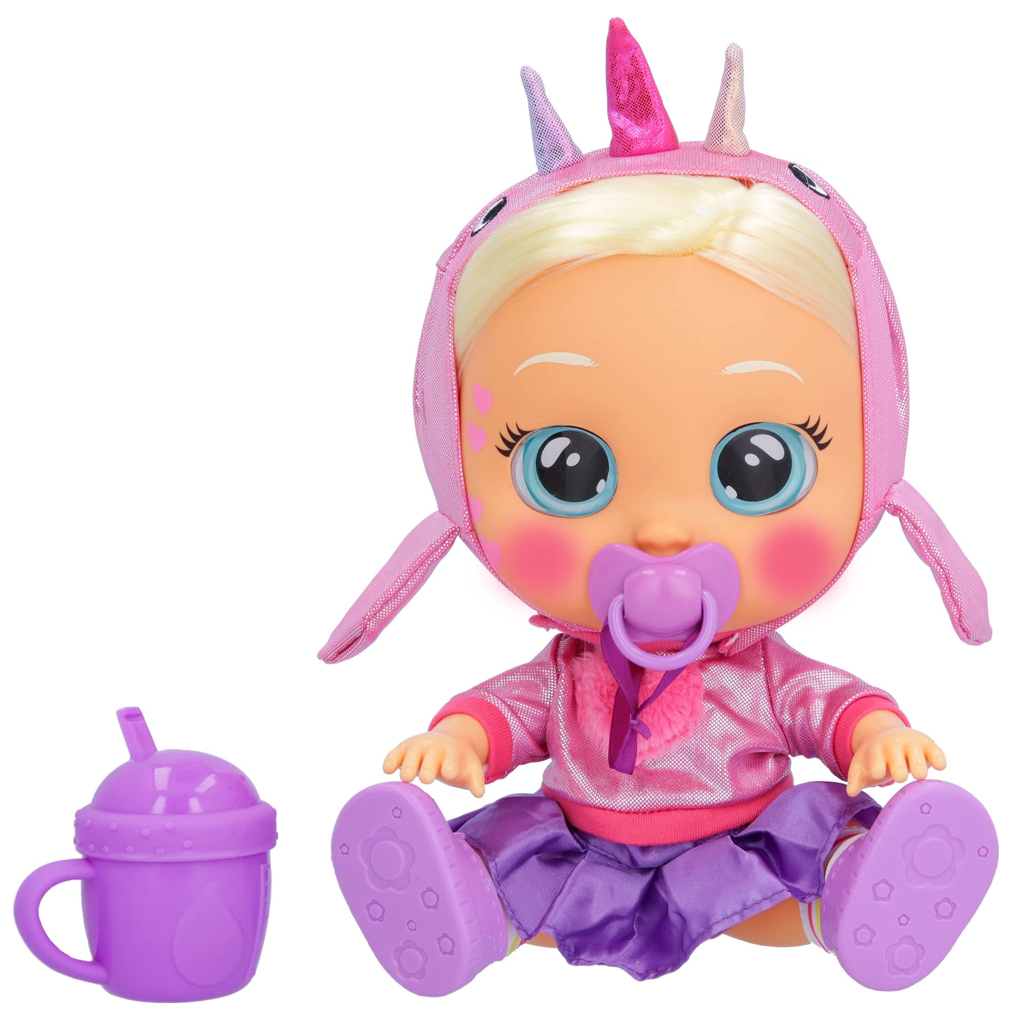 CRY BABIES Kiss Me Stella | Interactive baby doll that cries Real tears & blushing, with coloured hair and changeable Outfits to Dress up - Toy & function doll for kids +2 Years