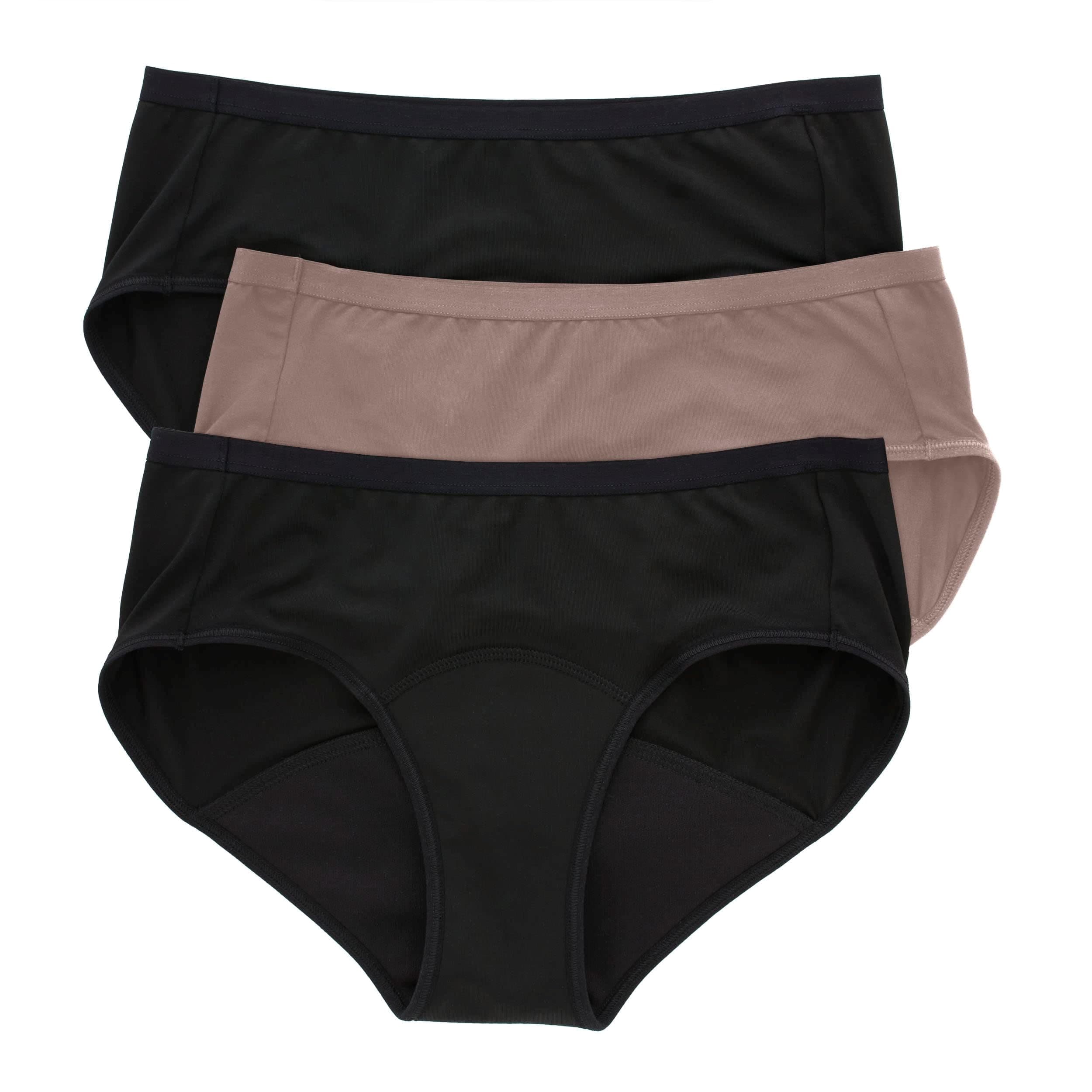 Hanes womens Comfort, Period. Women's Hipster Period Underwear, Moderate Leaks Protection, Washable Hipster Panties, 3-pack