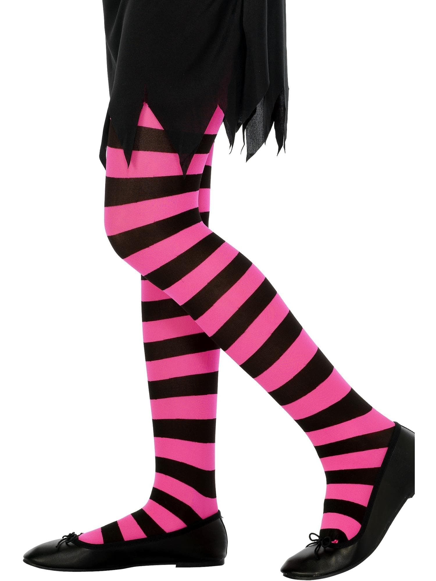 SmiffysSmiffys Tights, Black & Fuchsia Age 6-12, Children's Tights and Petticoats Fancy Dress, Child Dress Up Accessories